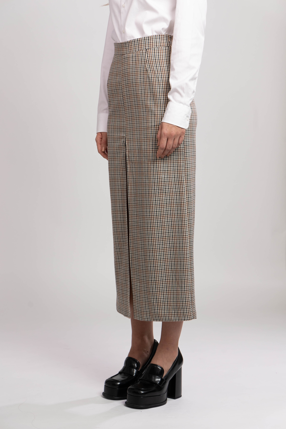 AYLA CHECKED MIDI SKIRT