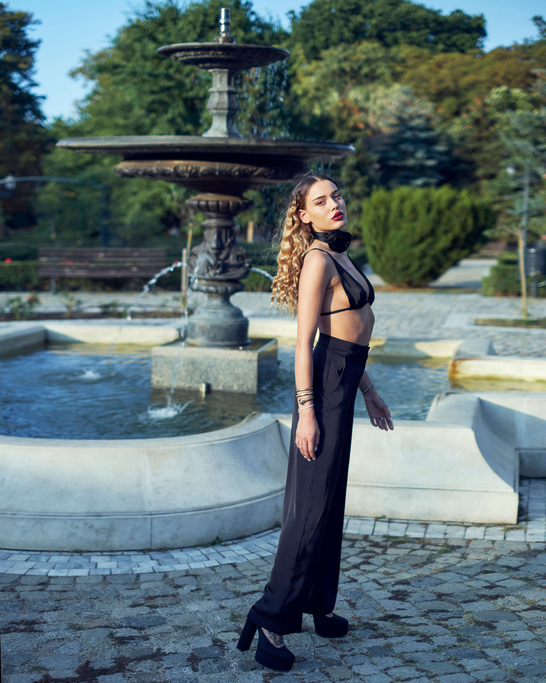 BLACK PEARL SATIN TROUSERS