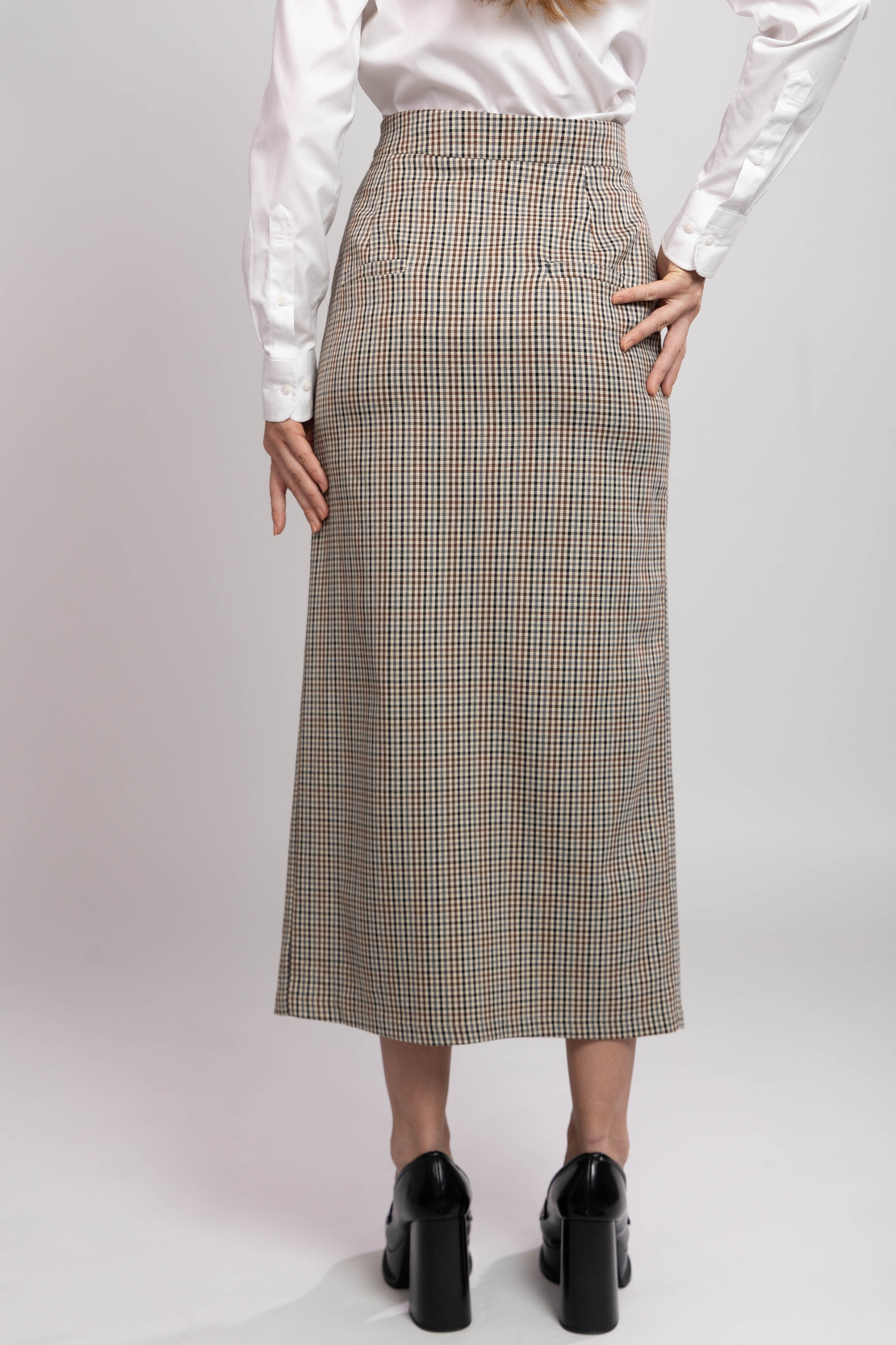 AYLA CHECKED MIDI SKIRT