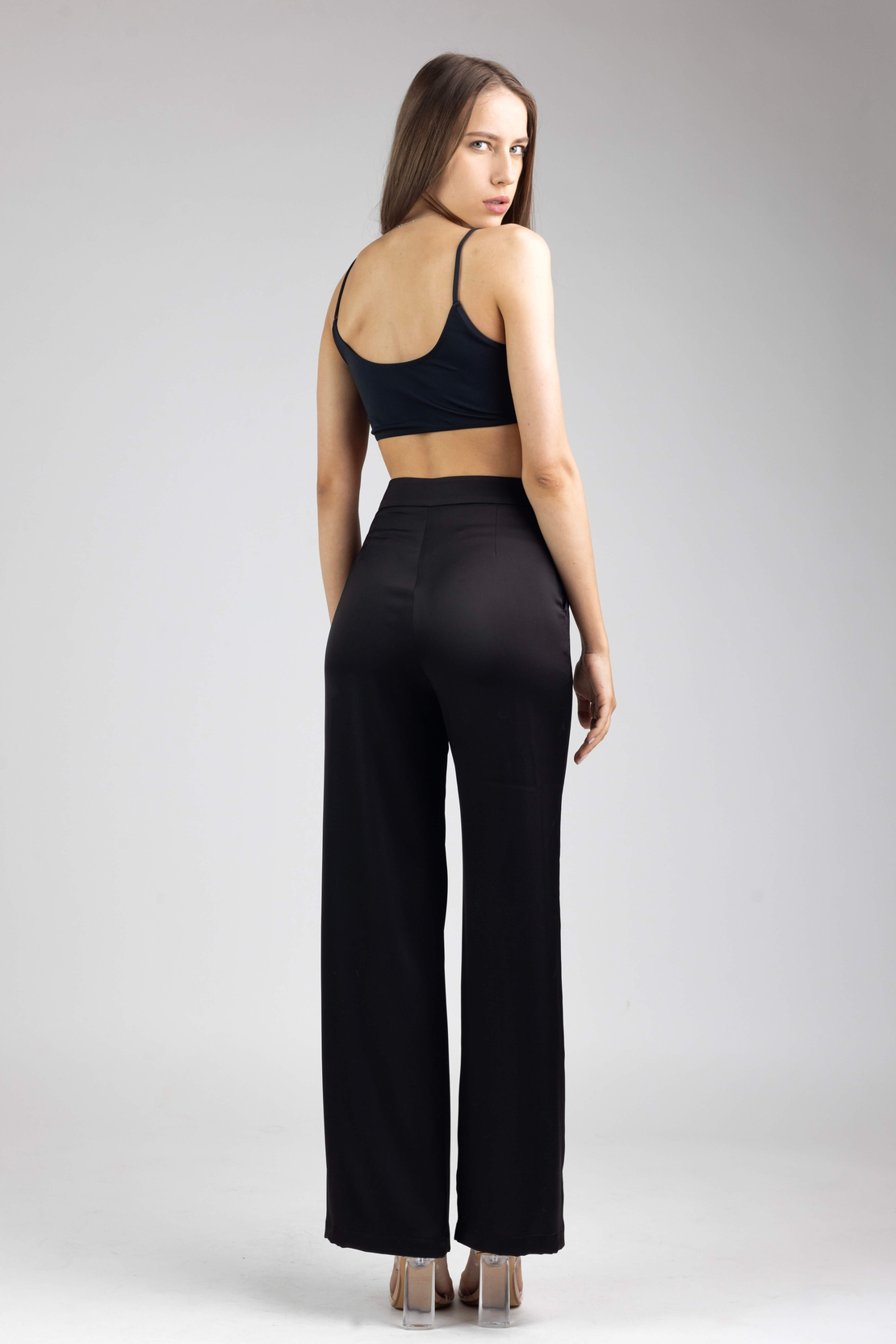 BLACK PEARL SATIN TROUSERS