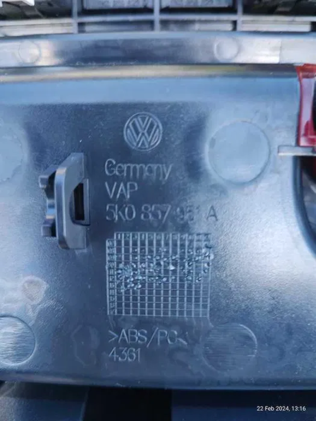 Пепелник VW Golf 6 1.6tdi