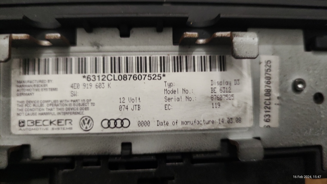 Дисплей на LCD монитор Audi A8 / 4E0 919 603 K