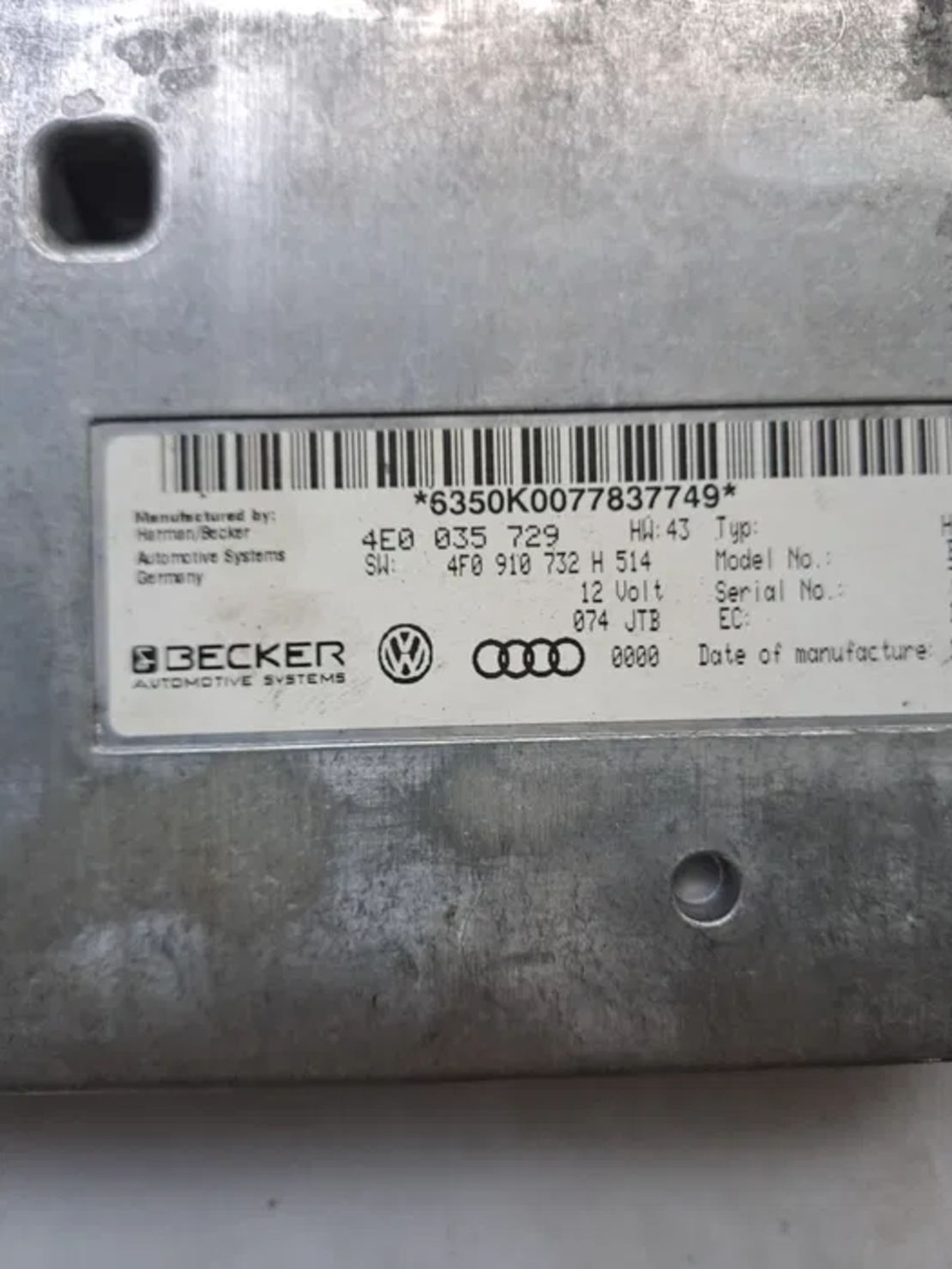 Audi MMI модул, Audi A6 C6 4F 3.0 233 ASB 4F0 910 732 H