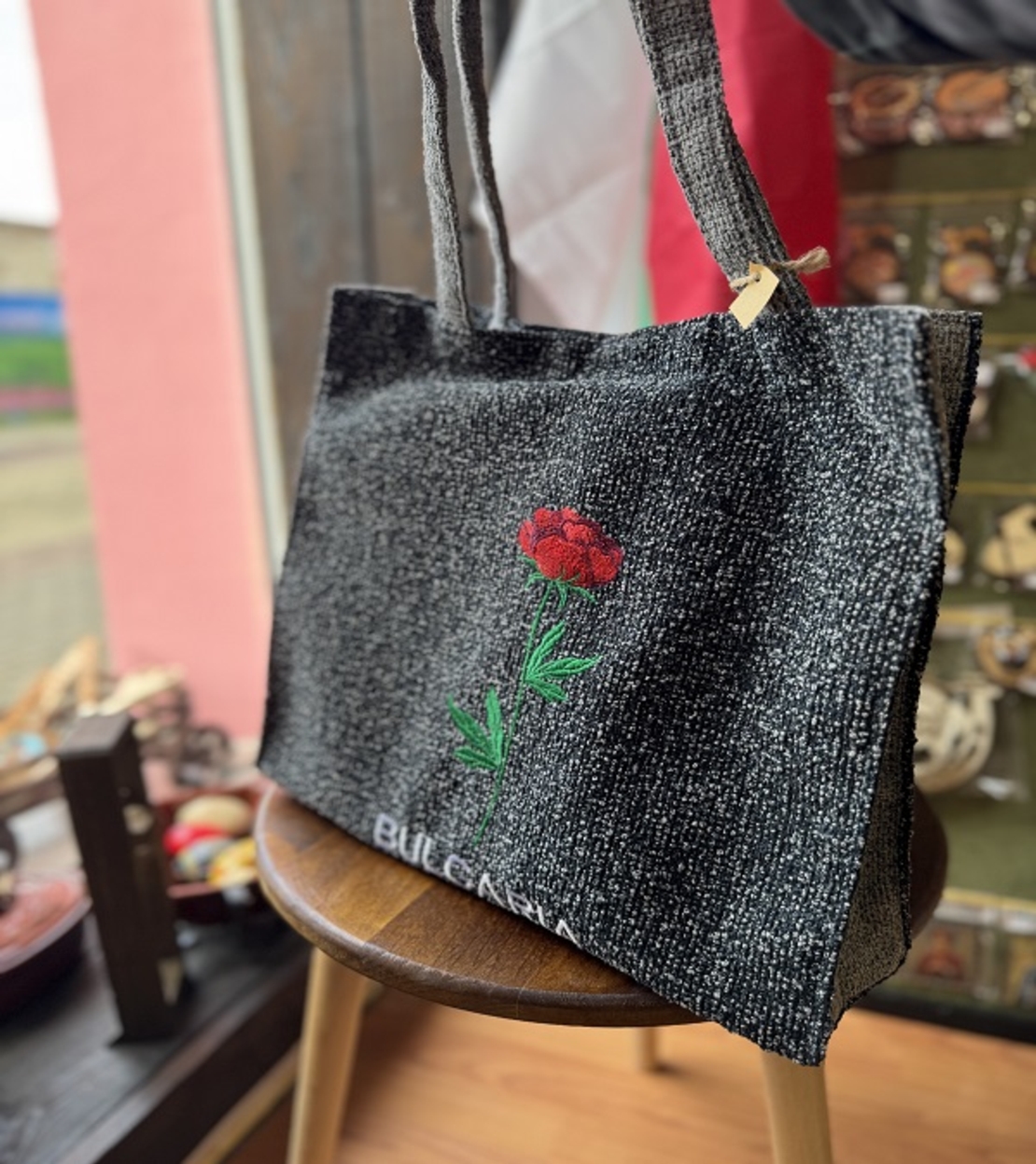 Тъкана чанта „Етно Роза“ с меланжирана текстура – модел „Heritage“