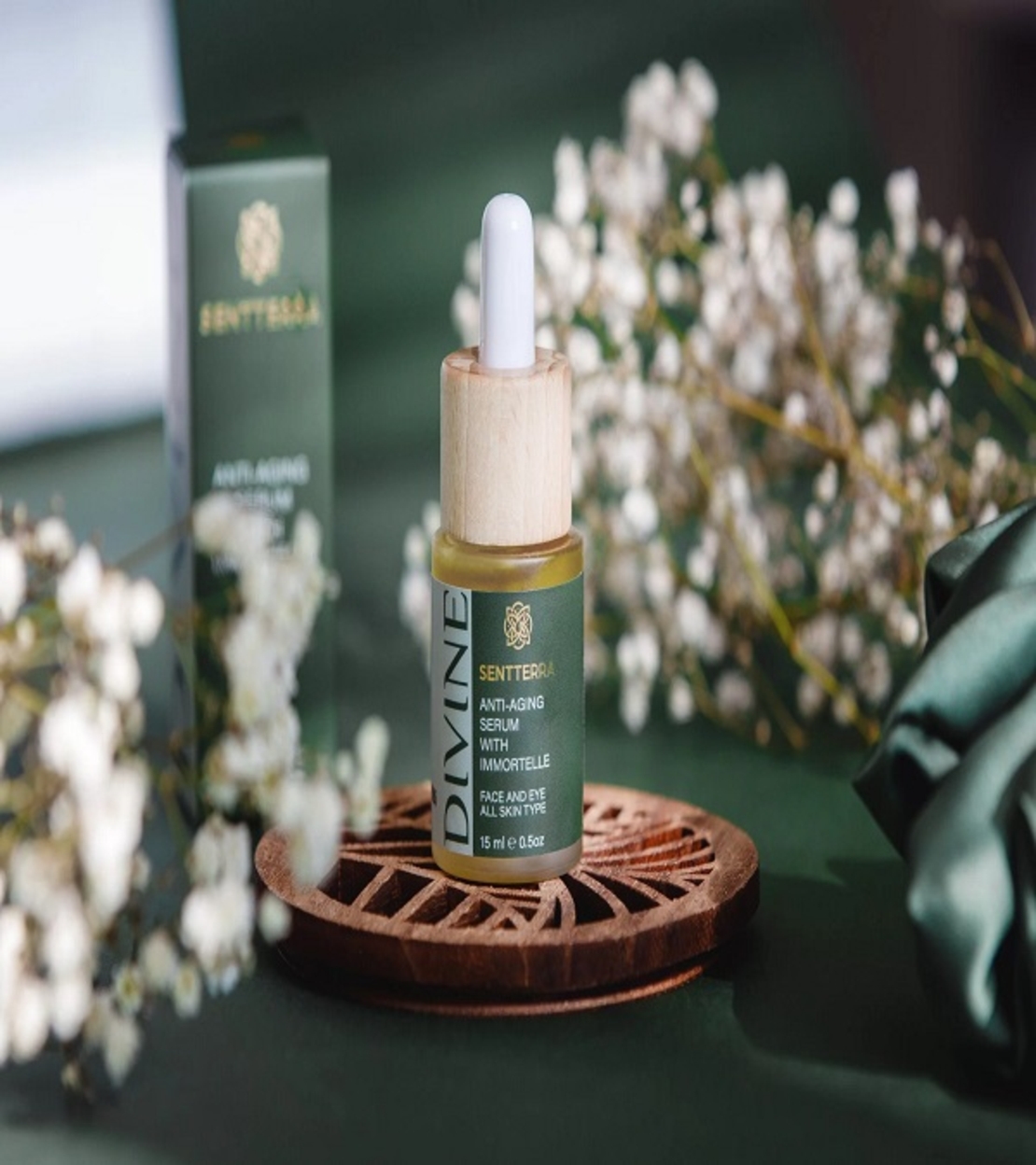 Анти-ейдж серум за лице с Безсмъртниче DIVINE-SENTTERRA (30ml)