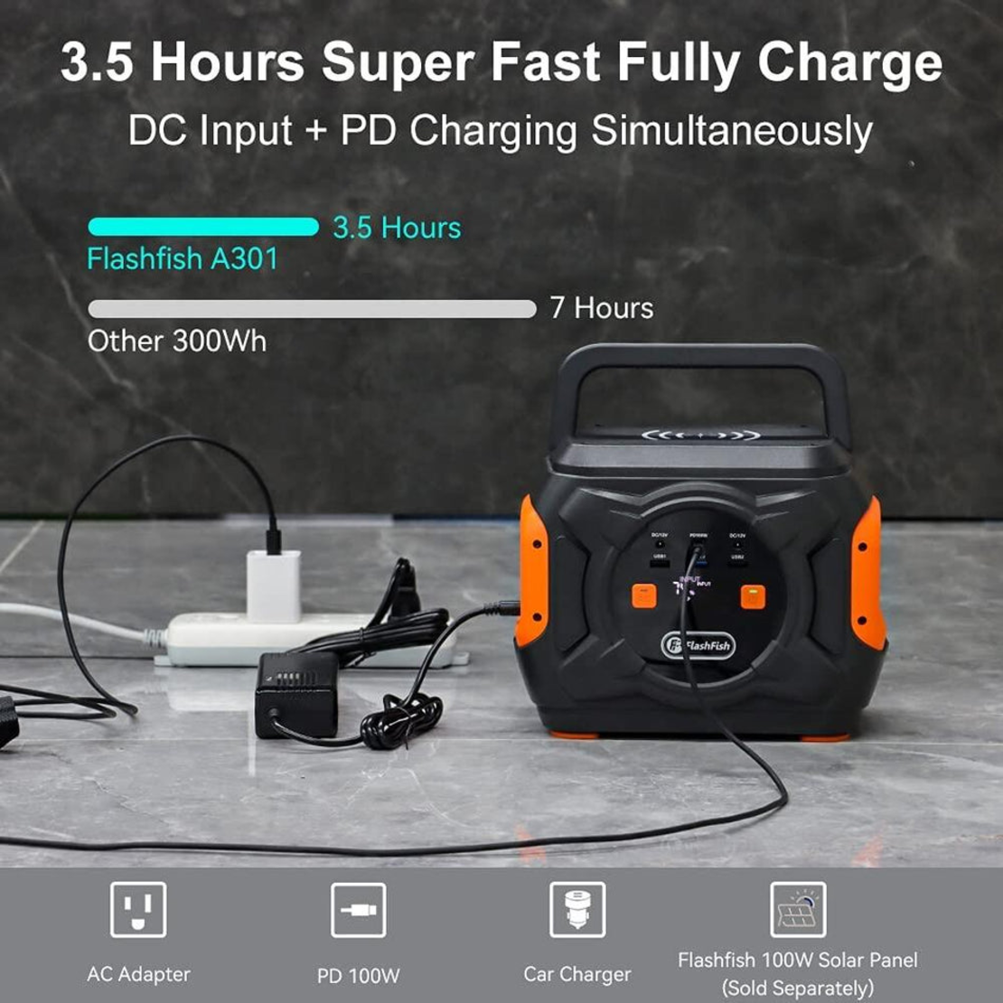 Преносима батерия A301, FlashFish, 320W,292Wh/80000 mAh, черен/оранжев