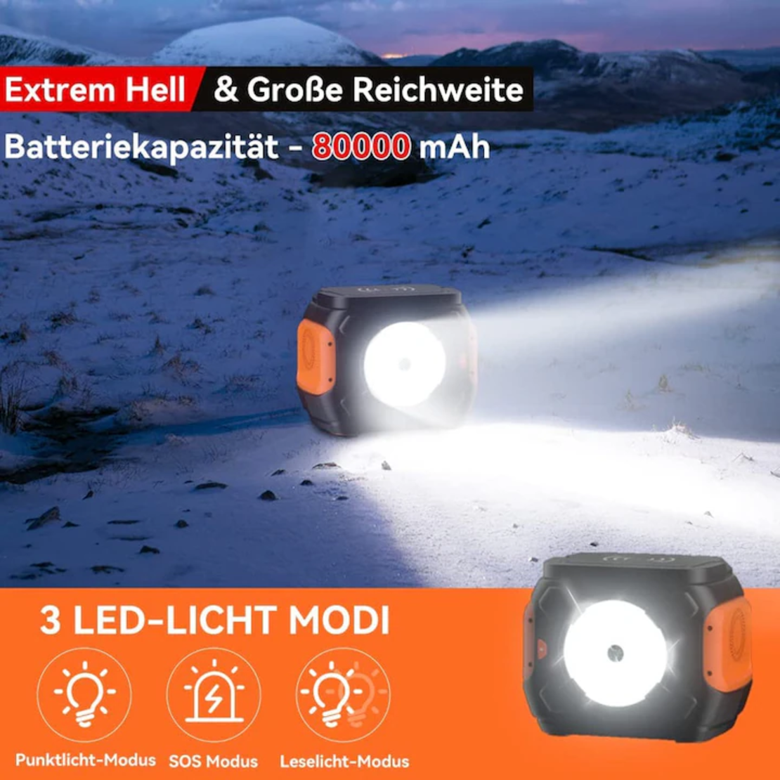 Преносима батерия A301, FlashFish, 320W,292Wh/80000 mAh, черен/оранжев