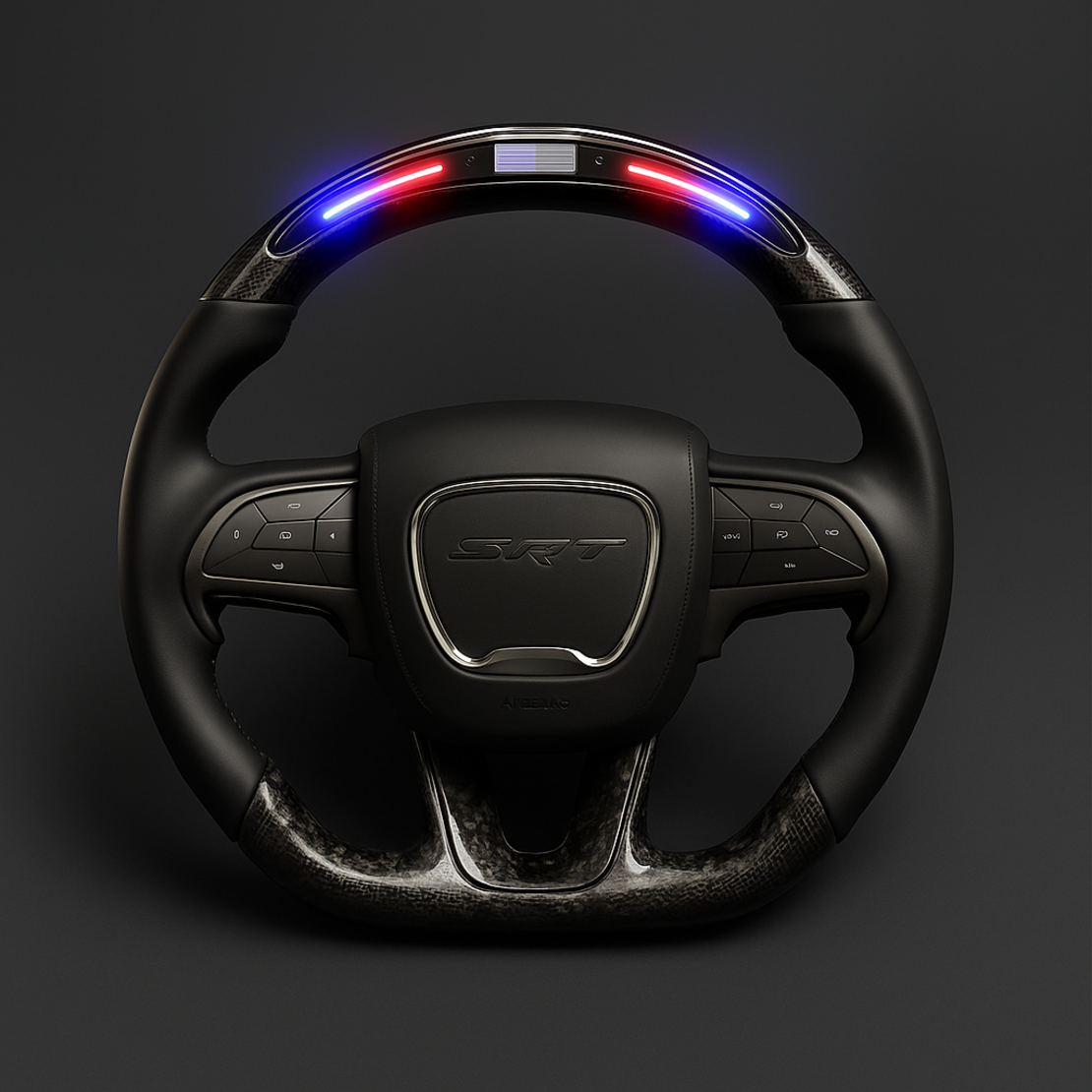 Карбонов спортен SRT волан с LED за Dodge Charger / Challenger