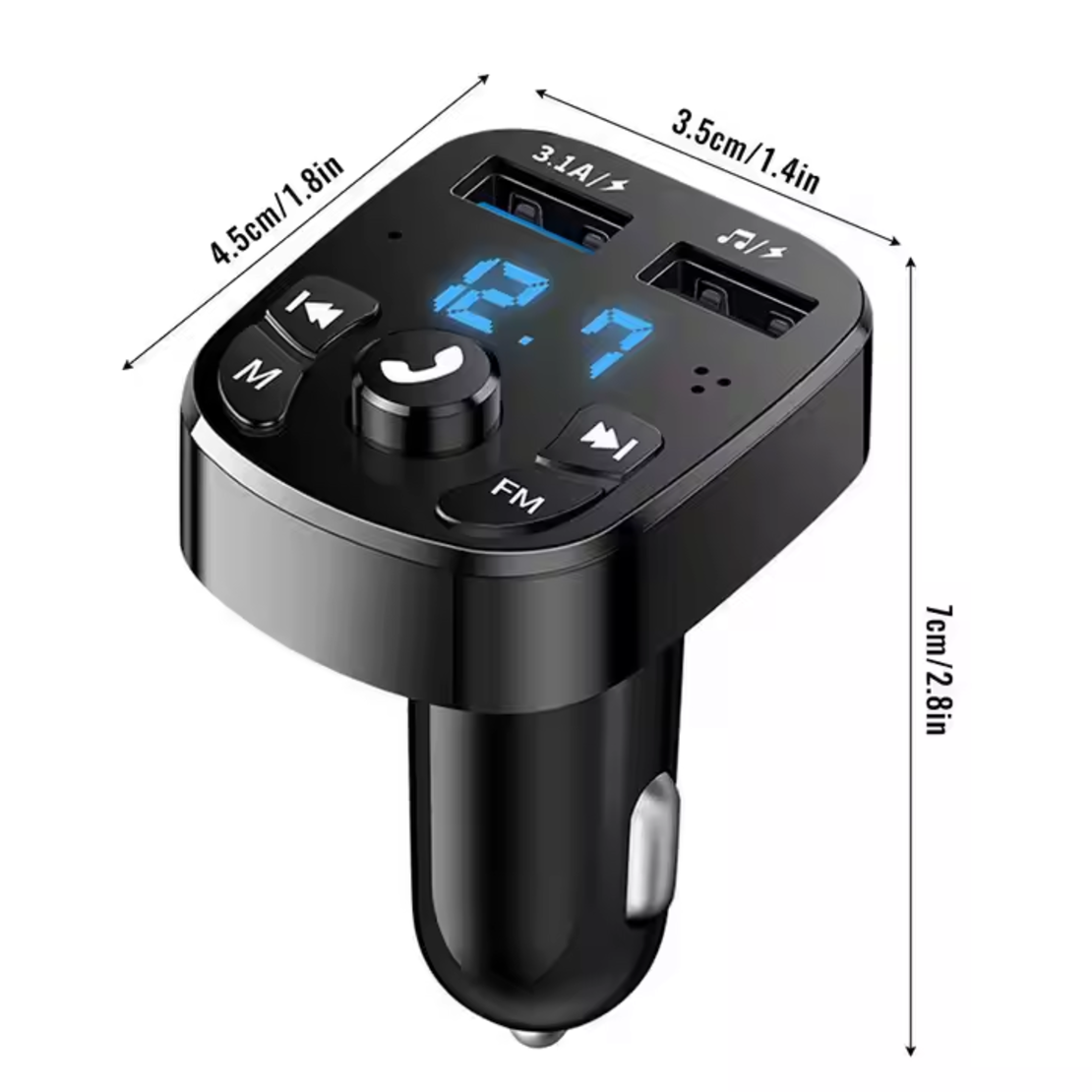 FM Трансмитер Podofo с Bluetooth 5.0, Hands-free и Бързо Зареждане