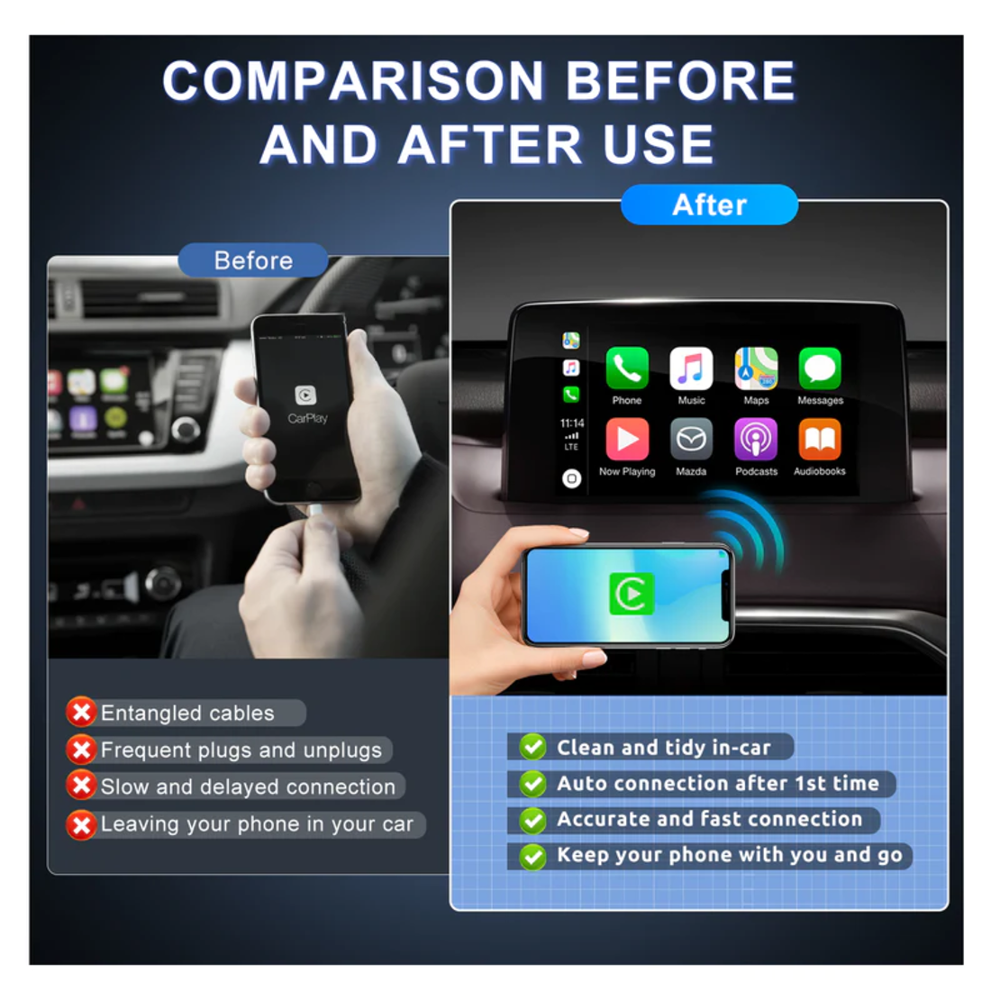 Безжичен Аpple/Carplay USB адаптер