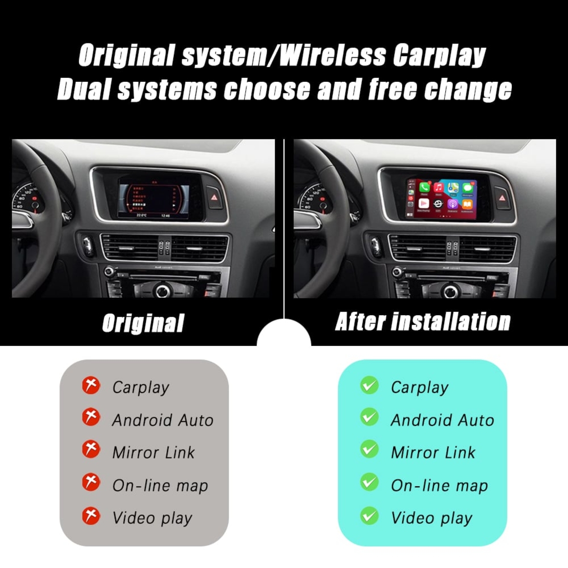 CarPlay / Android Auto модул за Audi Q5 (2010–2020, MMI 2G / 3G / MIB)