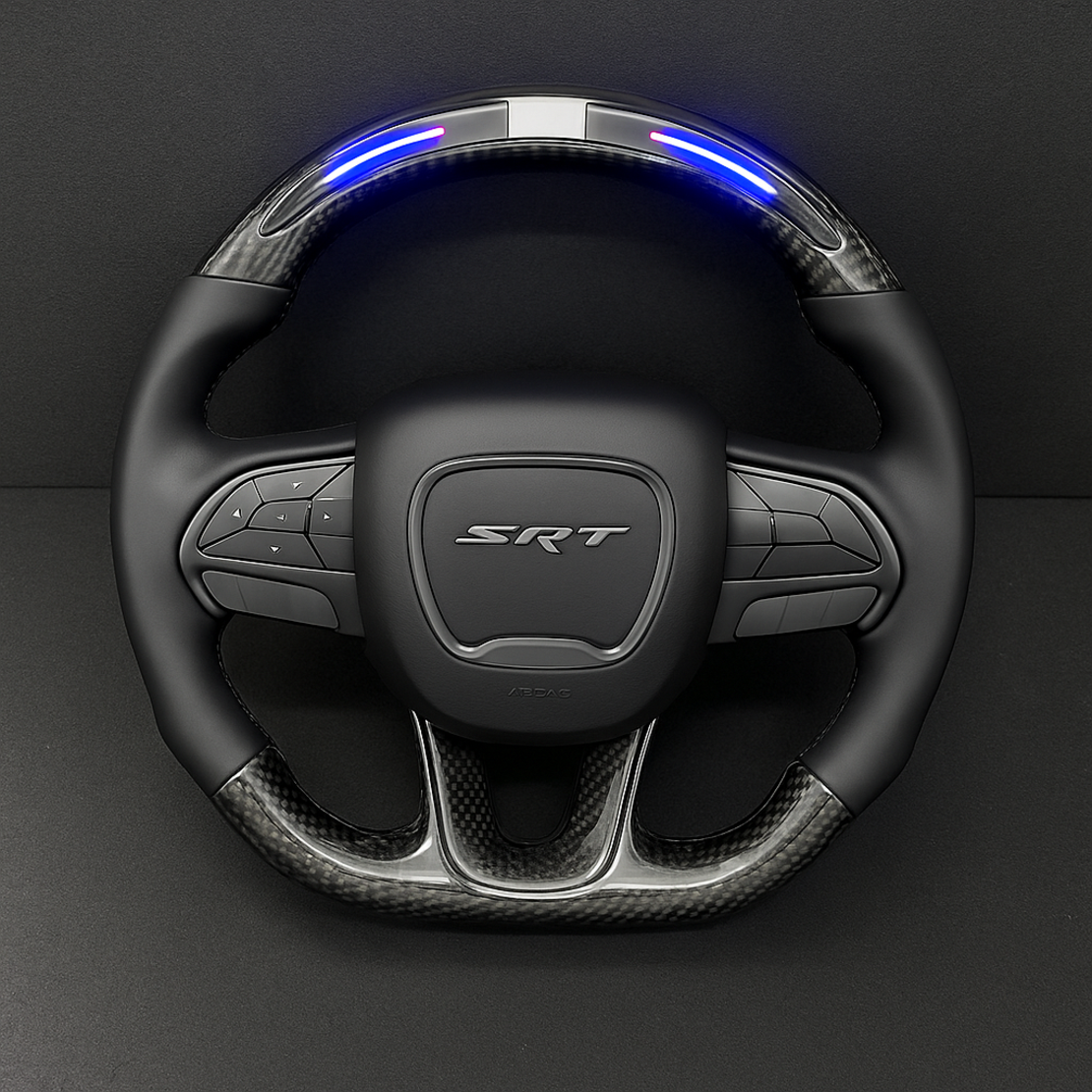 Карбонов спортен волан SRT с LED за Dodge Charger / Challenger