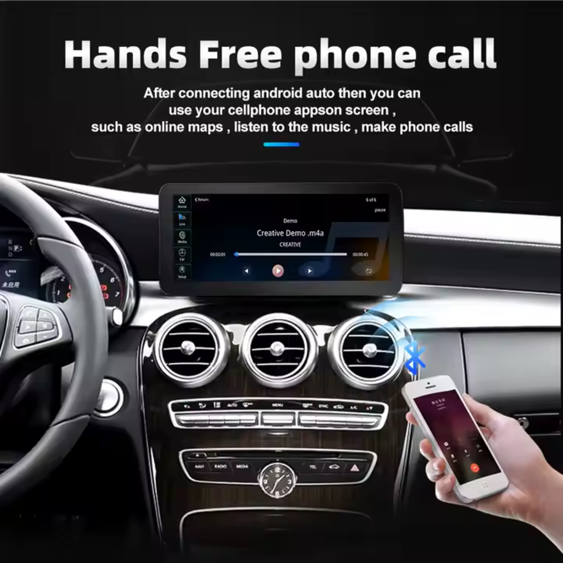 Дисплей за Mercedes A/CLA/G/GLA Class с безжичен CarPlay/Android Auto