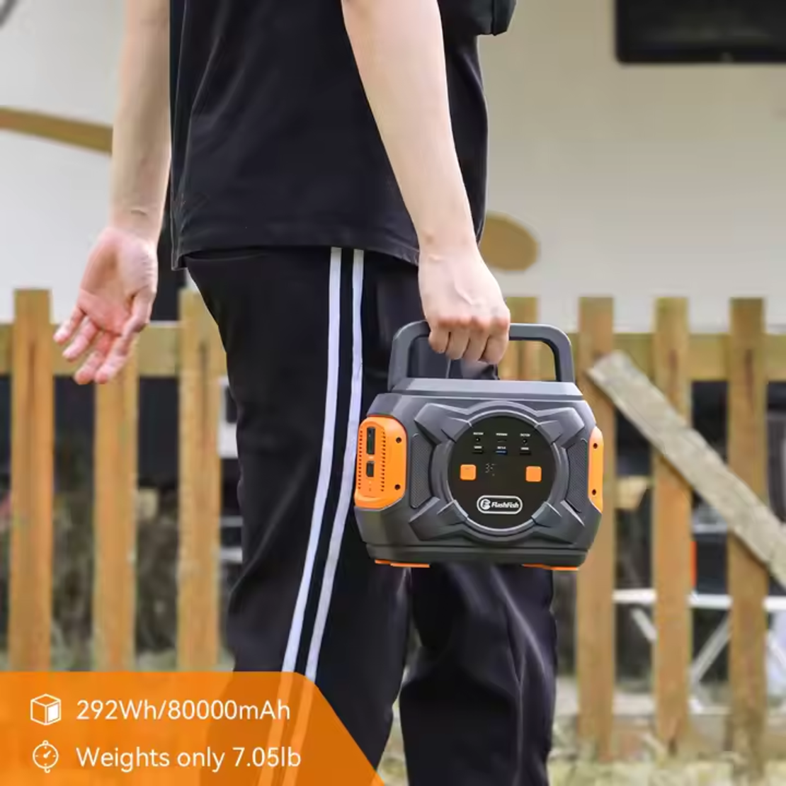 Преносима батерия A301, FlashFish, 320W,292Wh/80000 mAh, черен/оранжев
