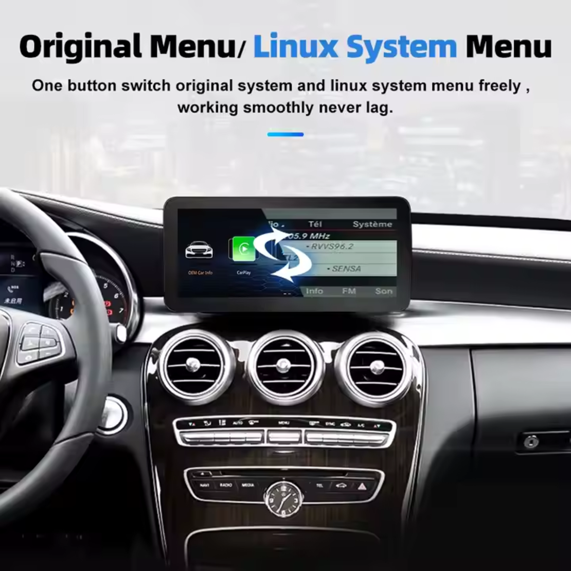 Дисплей за Mercedes A/CLA/G/GLA Class с безжичен CarPlay/Android Auto