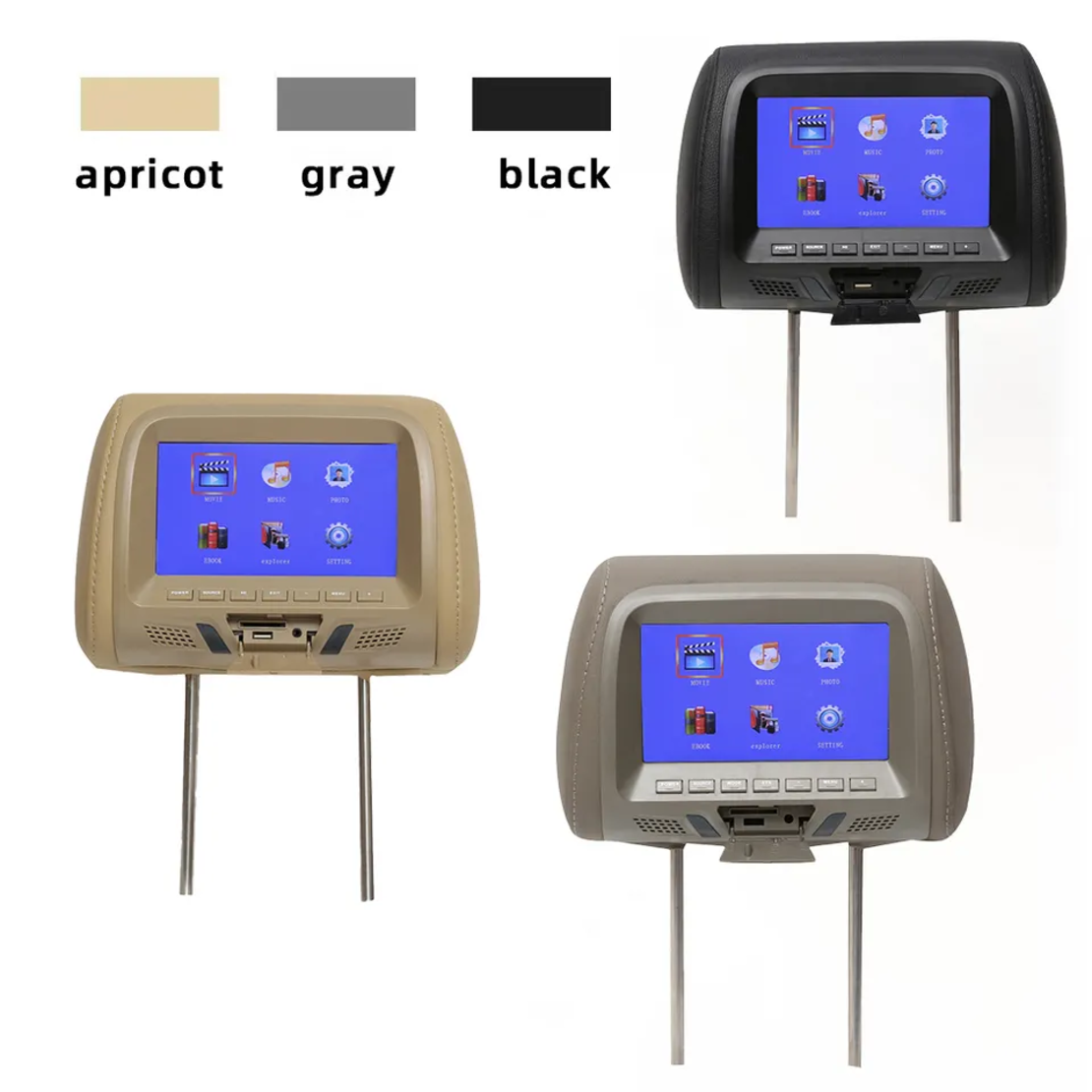 LCD-TFT headrest set with integrated monitor