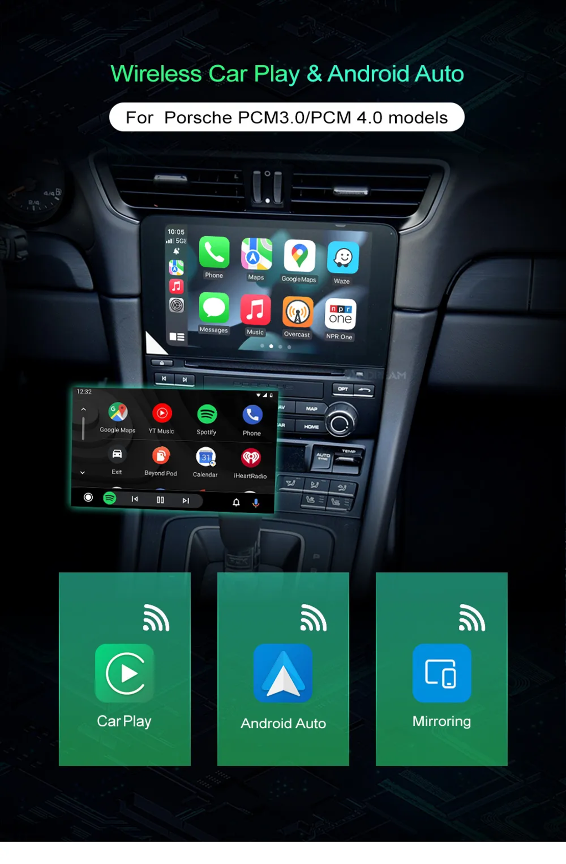 Porsche PCM 3.0/4.0 SYSTEM Безжичен Apple Carplay Android Auto MMI BOX