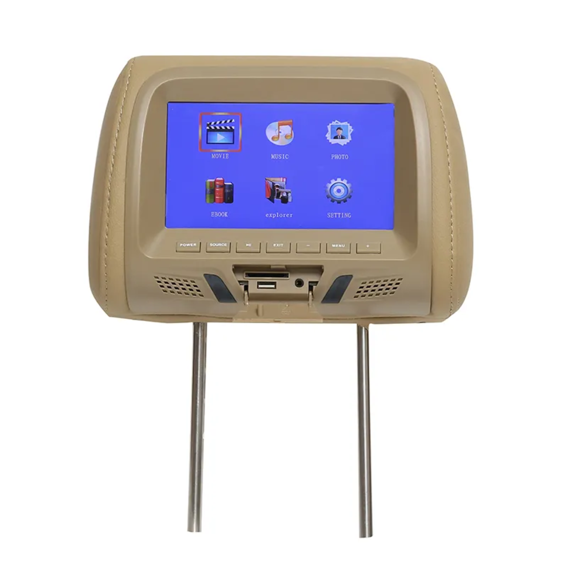LCD-TFT headrest set with integrated monitor