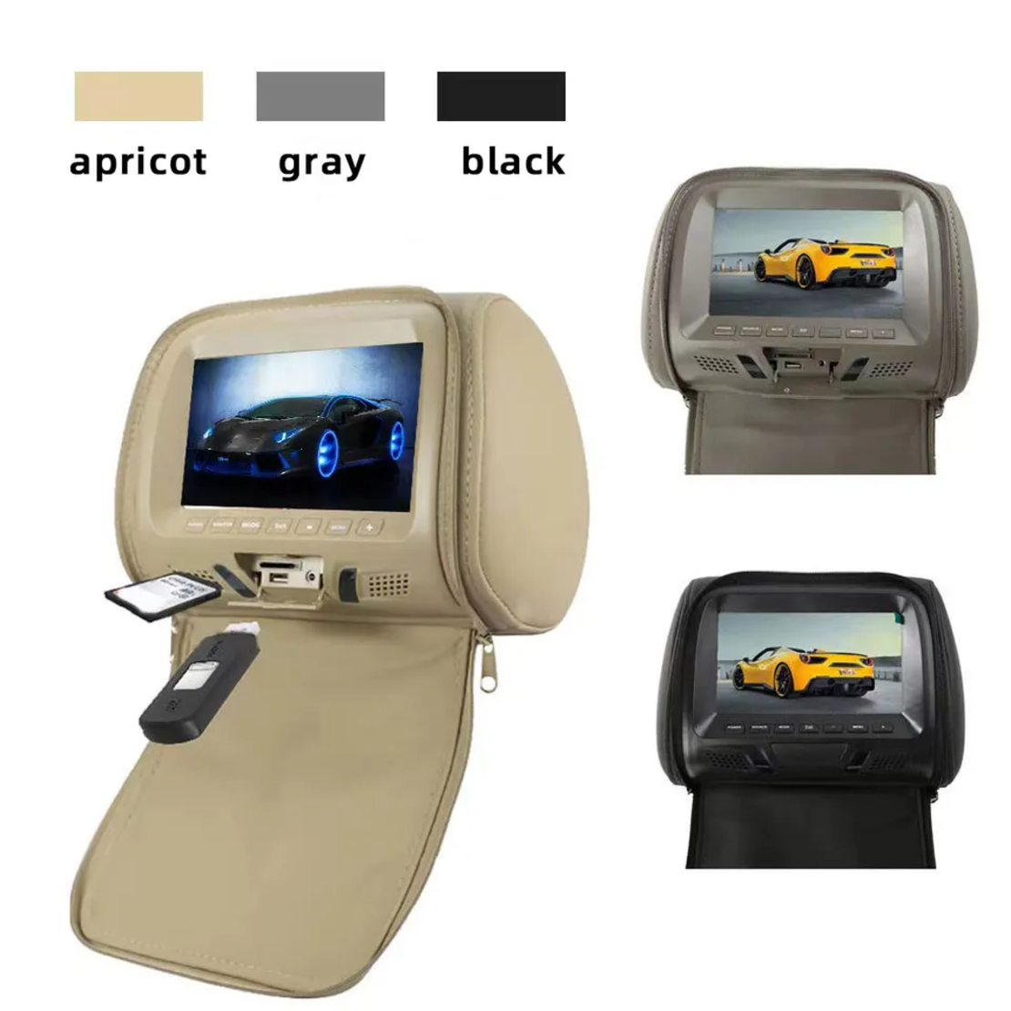 LCD-TFT headrest set with integrated monitor