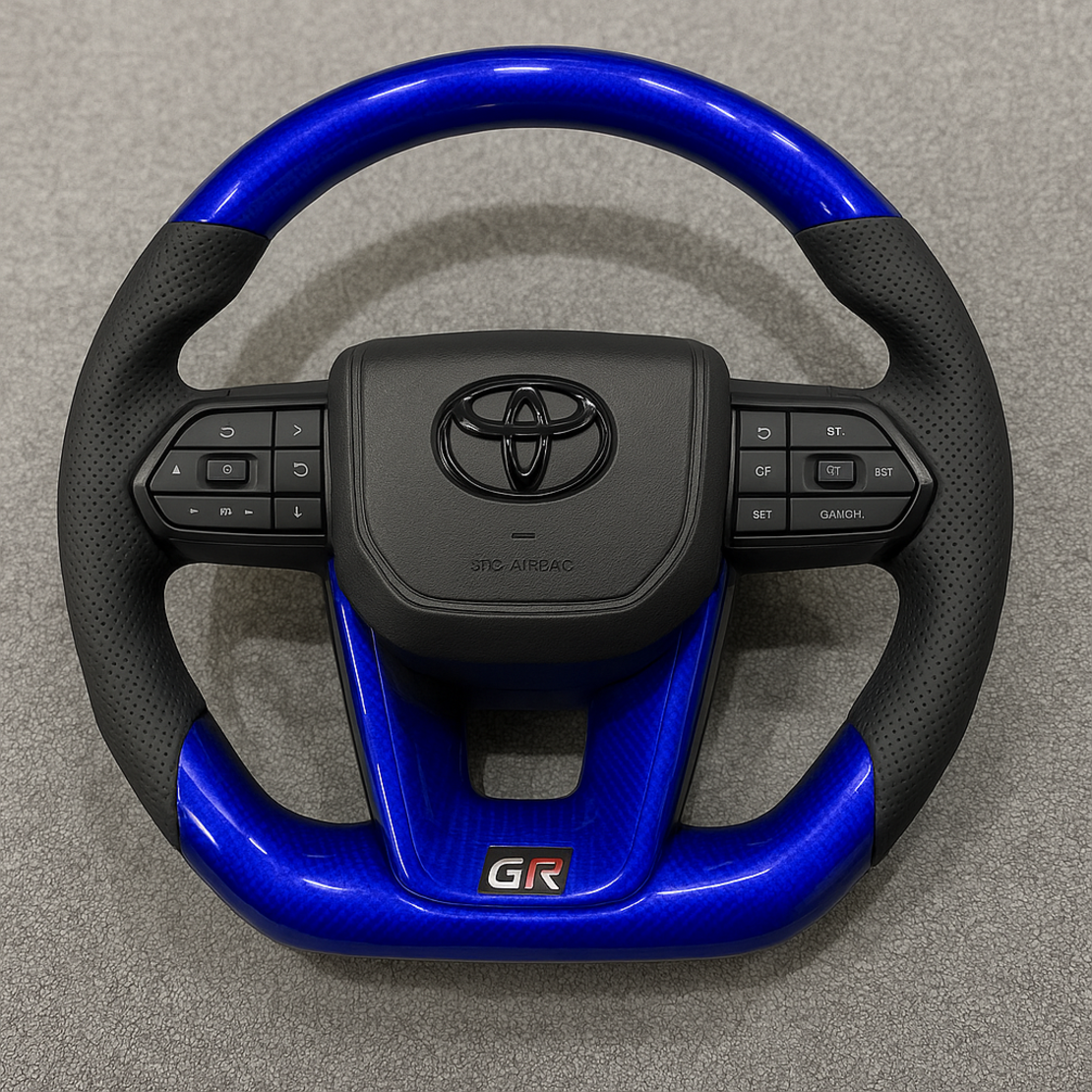 Toyota GR спортен волан син карбон кожа Yaris Corolla C-HR