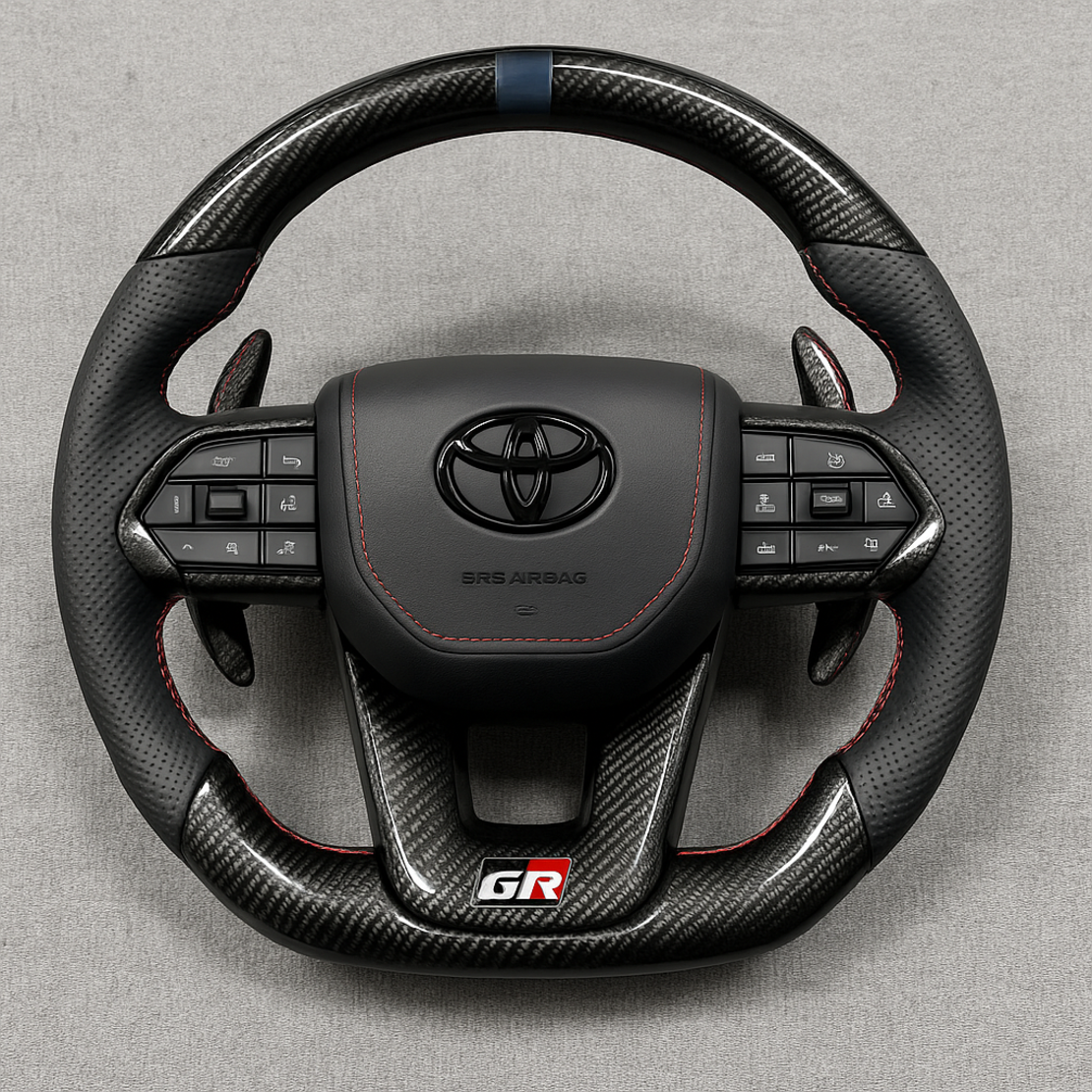 Toyota GR спортен волан карбон червени шевове Yaris Corolla