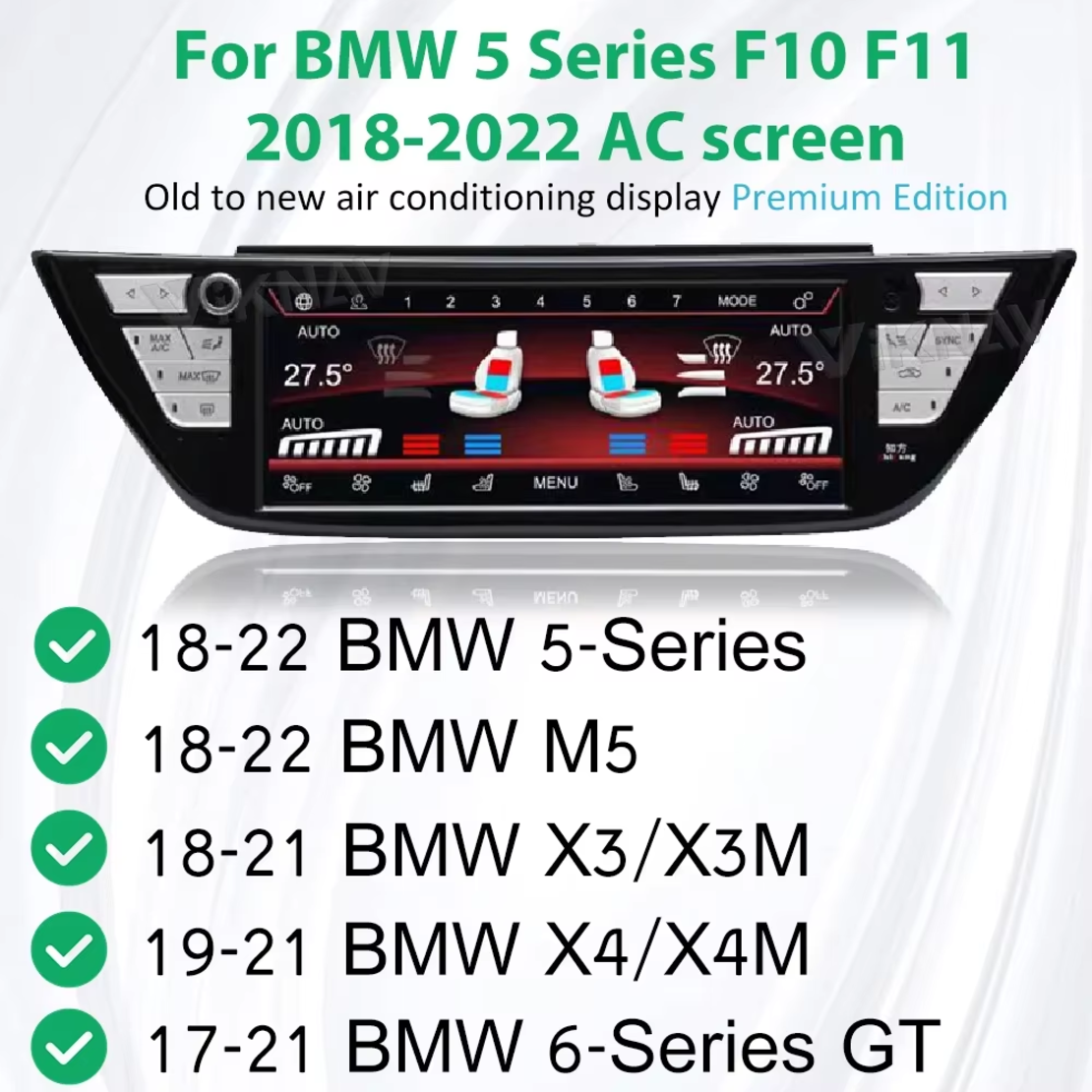 Климатичен дисплей за BMW X3/X3M/3 SERIES/5/M5/X4/X4M/6 SERIES GT