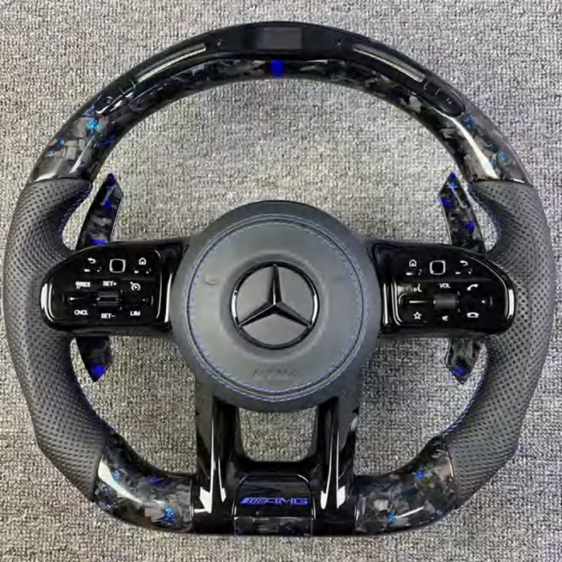 Mercedes AMG спортен волан с LED дисплей – Blue Carbon Edition (2019–2022)