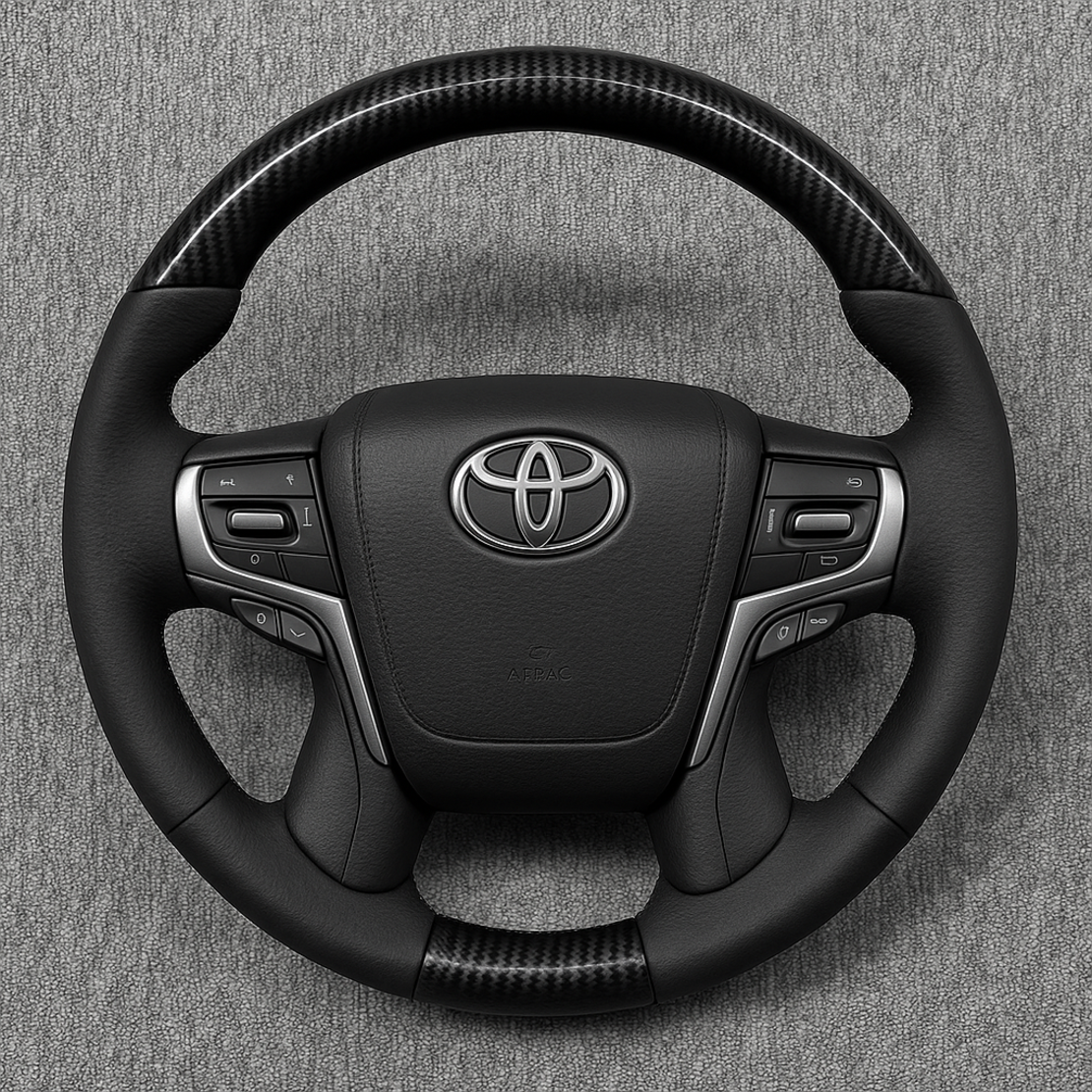 Toyota спортен карбонов волан с черна кожа и мултифункции