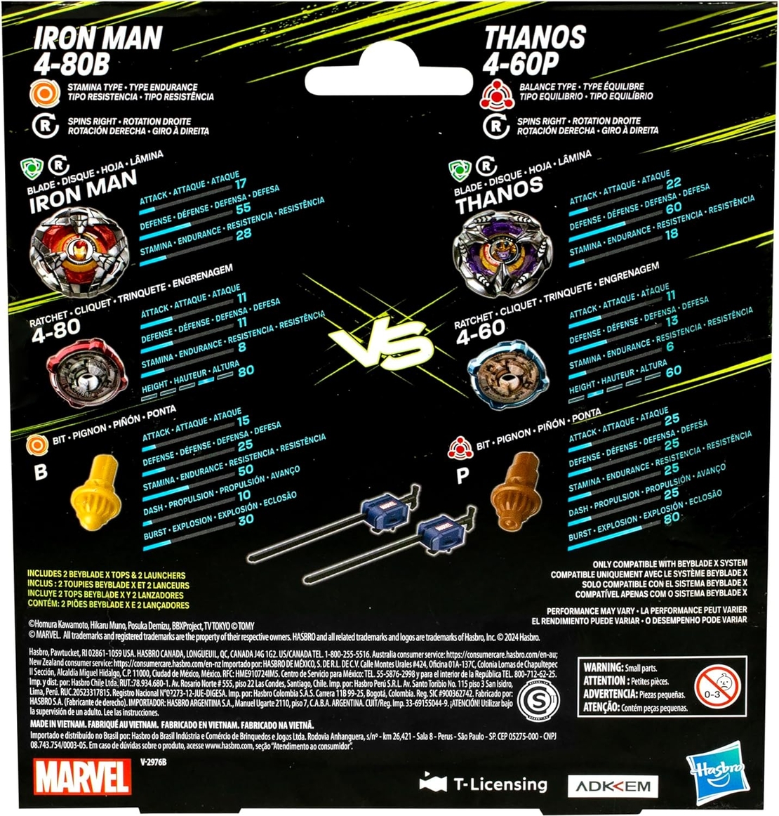 Beyblade X Marvel- Iron Man 4-80B & Thanos 4-60P Двоен Пакет