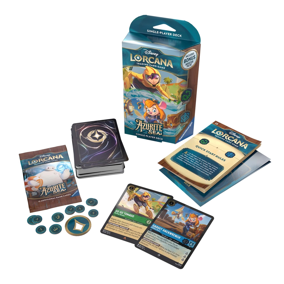 Disney Lorcana TCG: Стартово тесте за игра - Azurite Sea - Go Go Tomago & Gadget Hackwrench