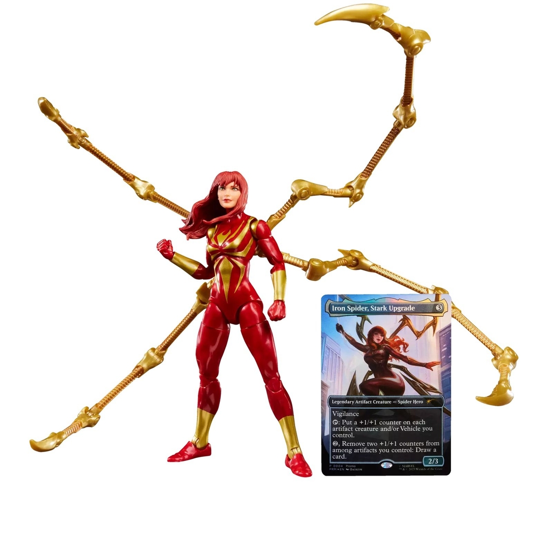 PRE-ORDER: Marvel Legends Magic: The Gathering - Mary Jane Watson (Iron Spider) Екшън Фигурка + фойл промо карта