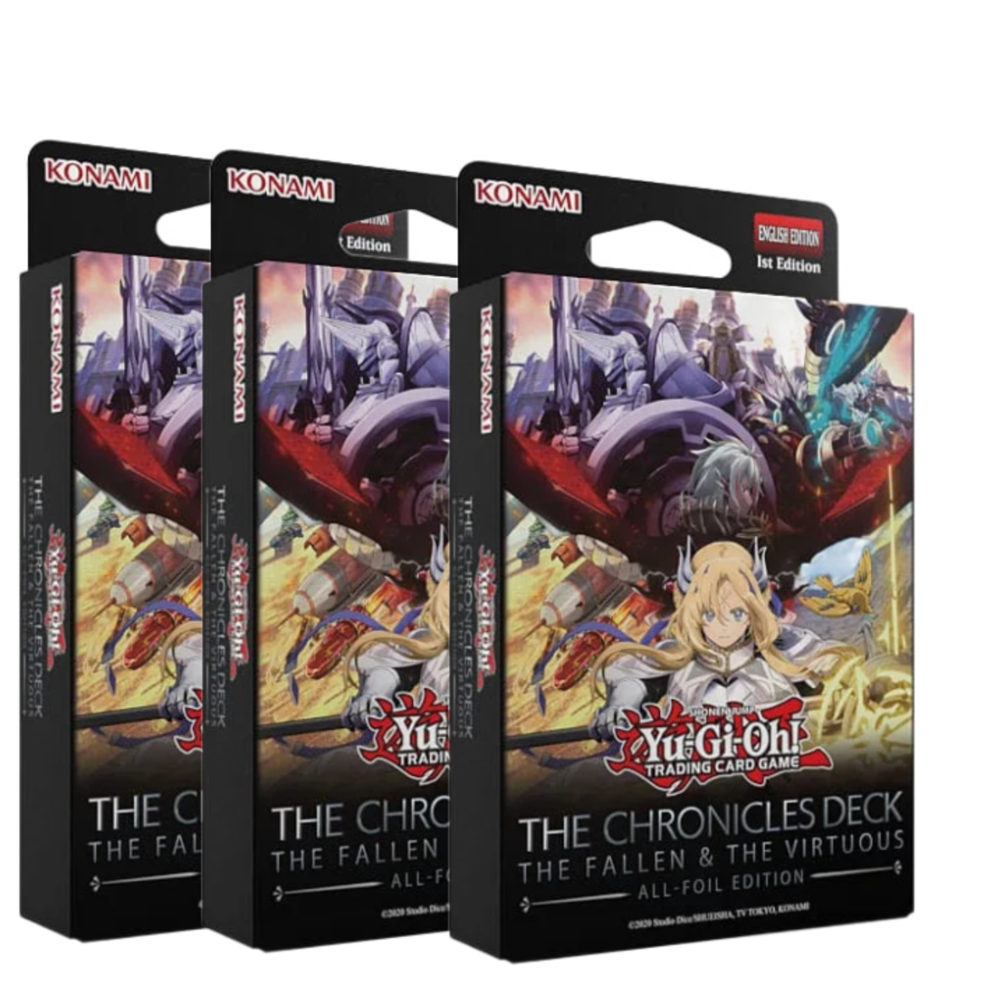 PRE-ORDER: Yu-Gi-Oh! TCG The Chronicles Deck: The Fallen & The Virtuous ( 3 фойл тестета за игра)