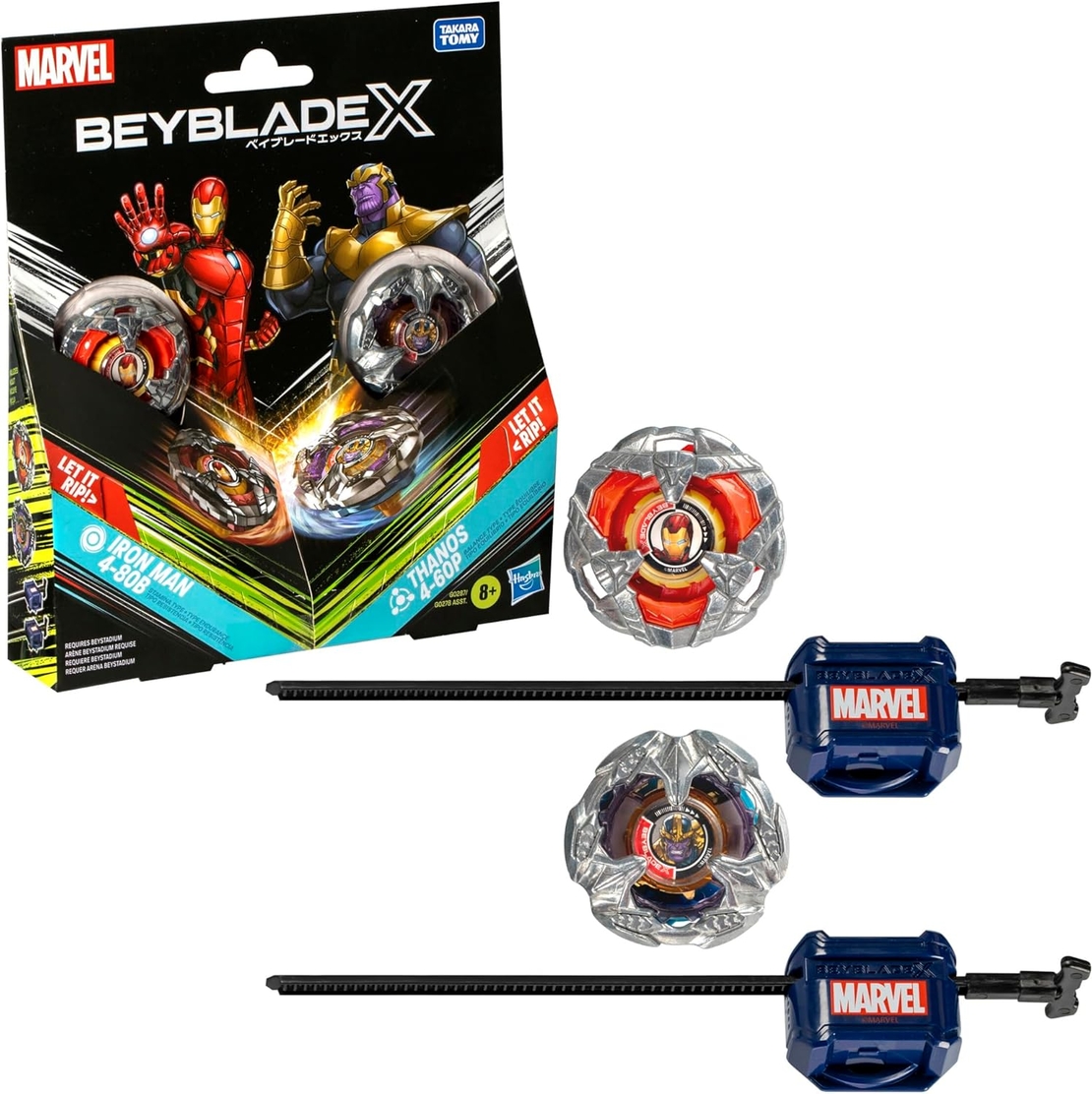 Beyblade X Marvel- Iron Man 4-80B & Thanos 4-60P Двоен Пакет