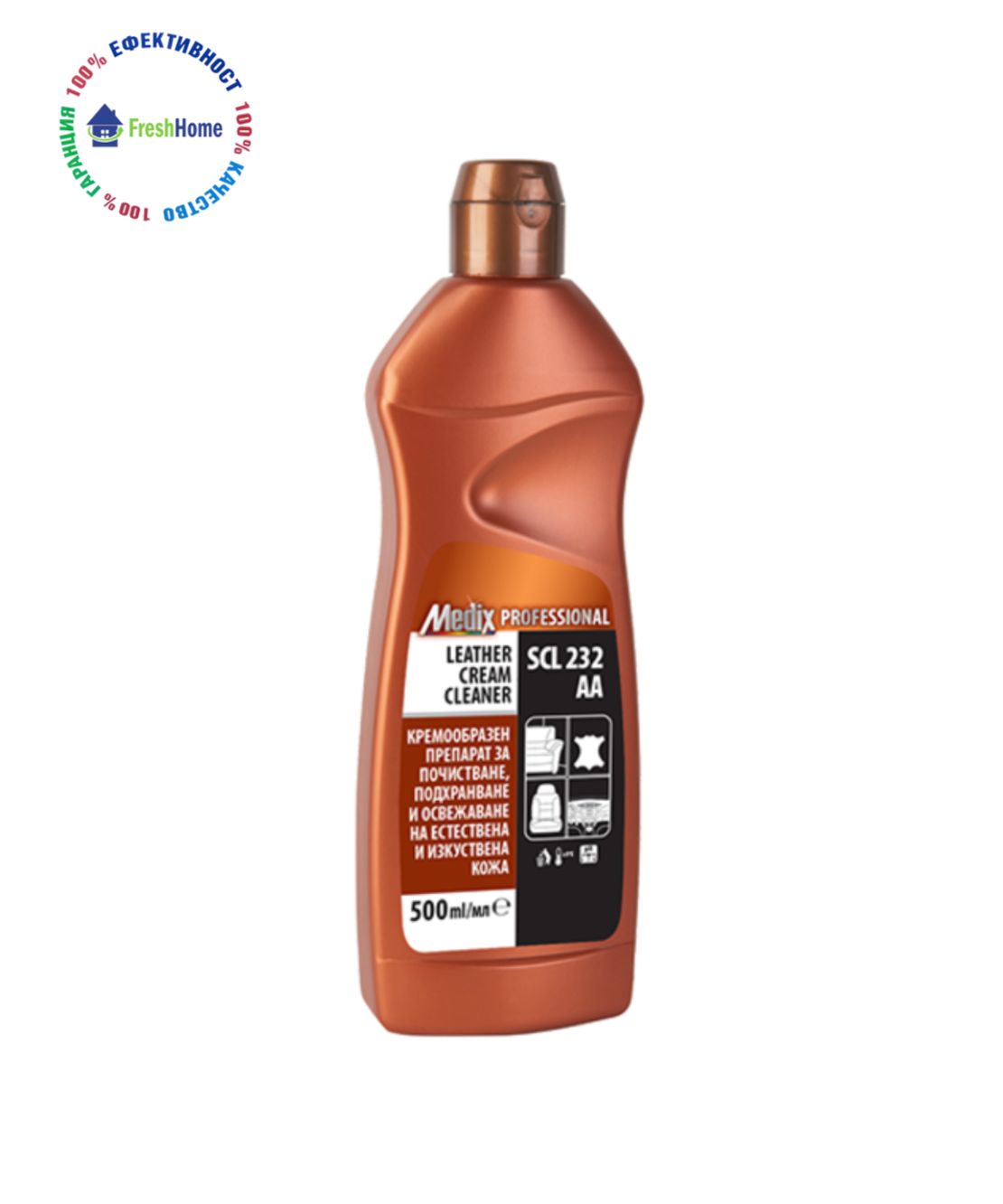 Medic Professional LEATHER CREAM CLEANER кремообразна креп образен почистващ, подхранващ и освежаващ препарат за естествена и изкуствена кожа 500 мл.