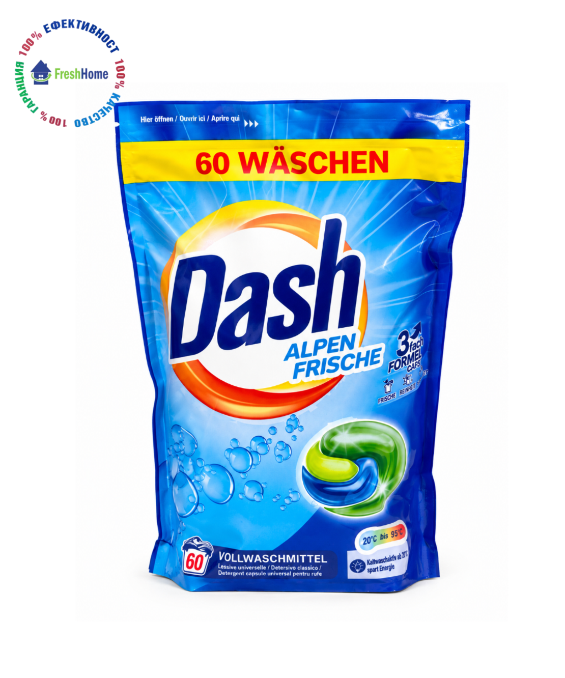 Dash Alpen Frische Vollwaschmittel капсули за бяло пране 60 бр.