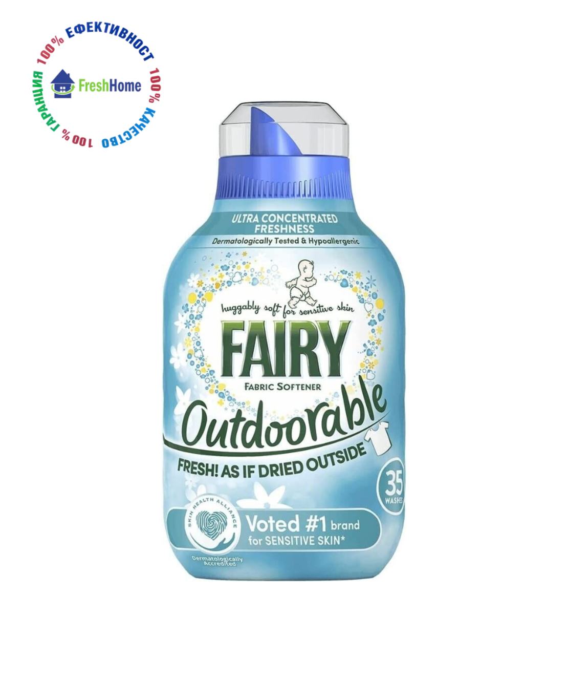 FAIRY Outdoorable Fabric Softener омекотител за тъкани 35 пранета / 490 мл.