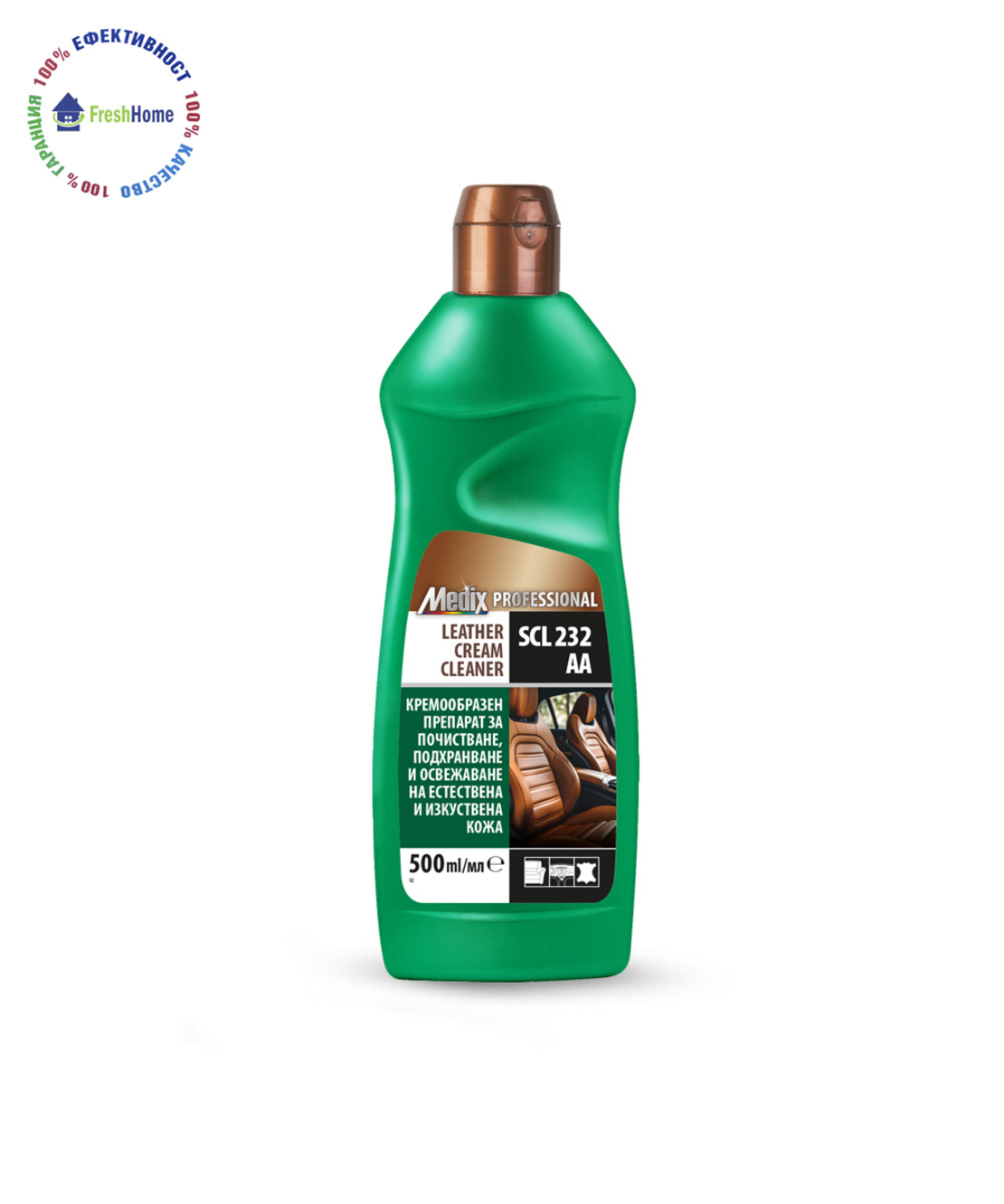 Medix Professional LEATHER CREAM CLEANER кремообразна креп образен почистващ, подхранващ и освежаващ препарат за естествена и изкуствена кожа 500 мл.