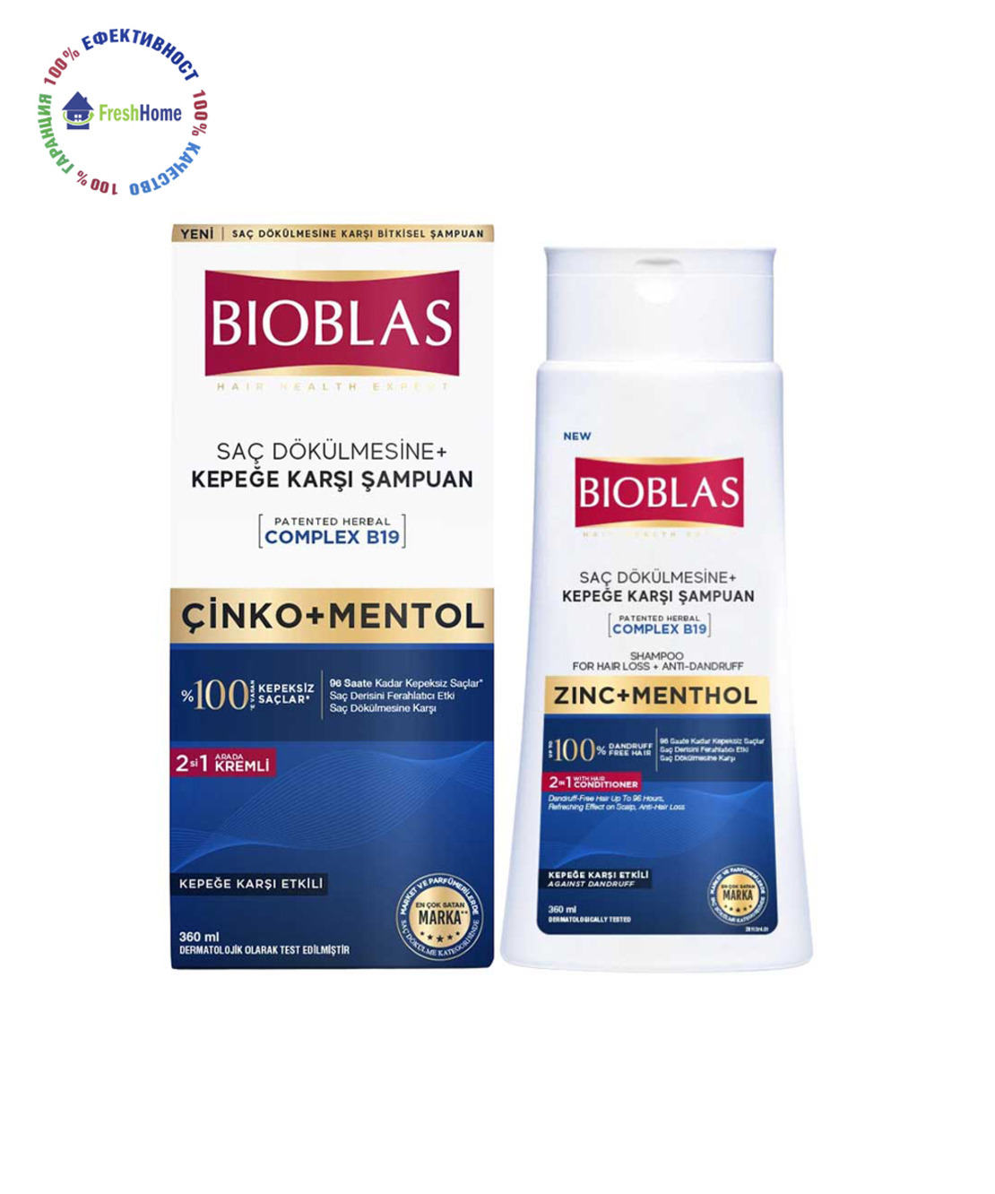 Bioblas Zinc + Menthol шампоан против пърхот и омазняване 360 мл