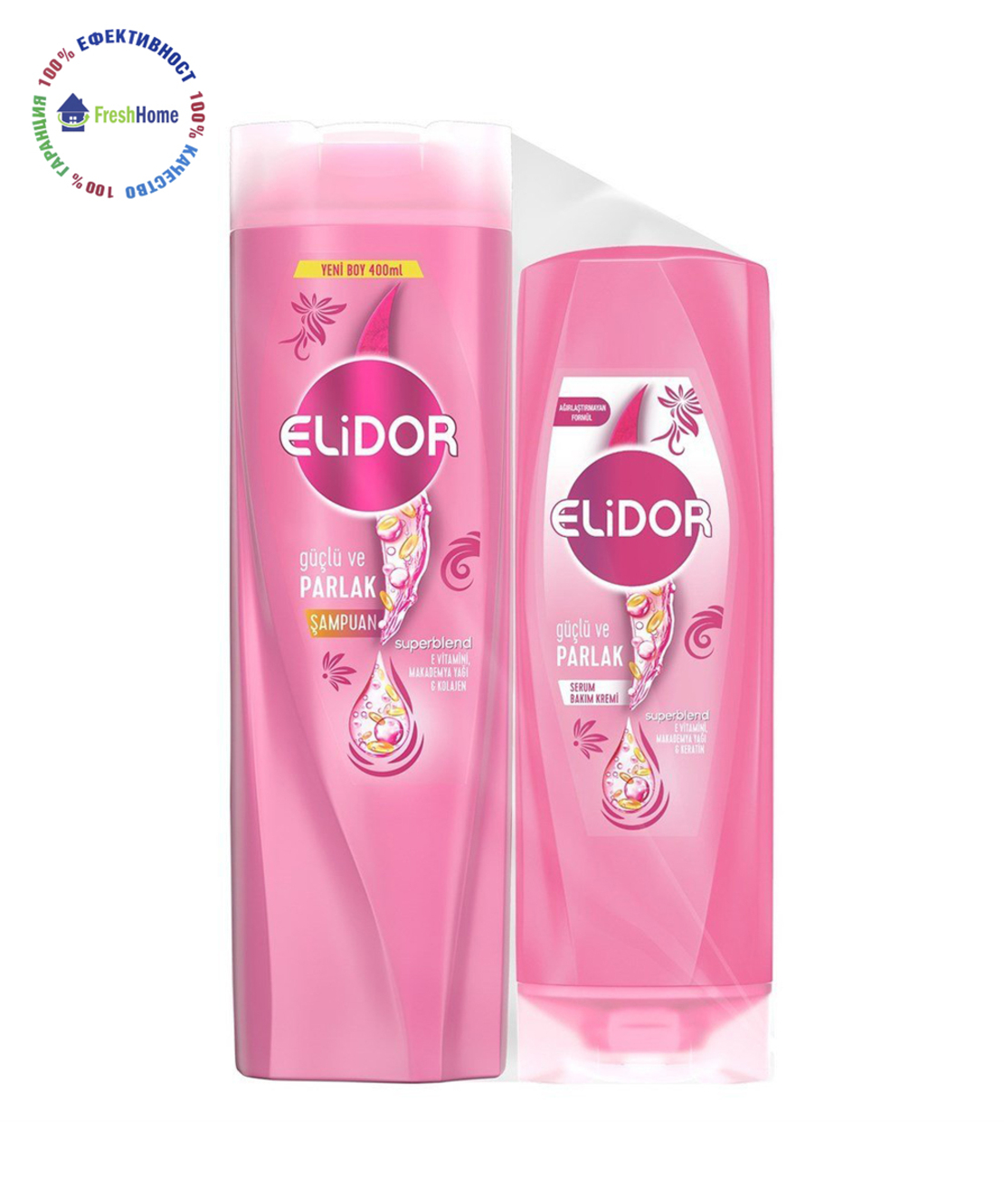 Elidor Шампоан 400 мл. + балсам 200 мл. блясък.