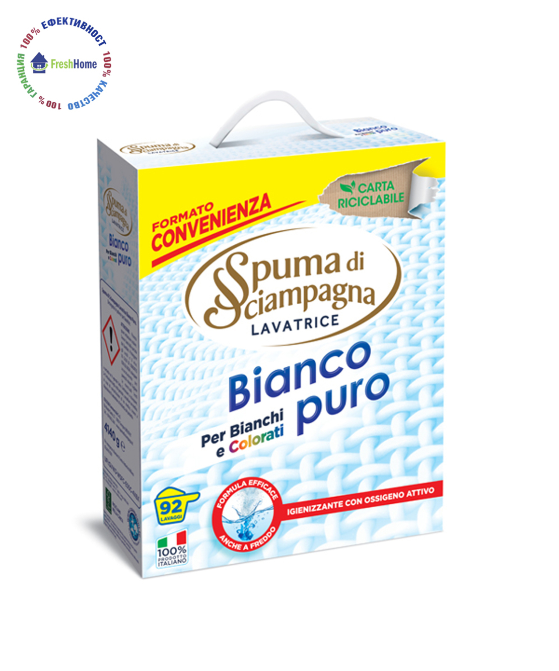 Spuma di Sciampagna Bianco puro per Bianchi e Colorati универсален прах за бели и цветни дрехи 92 пр. /4140 гр..