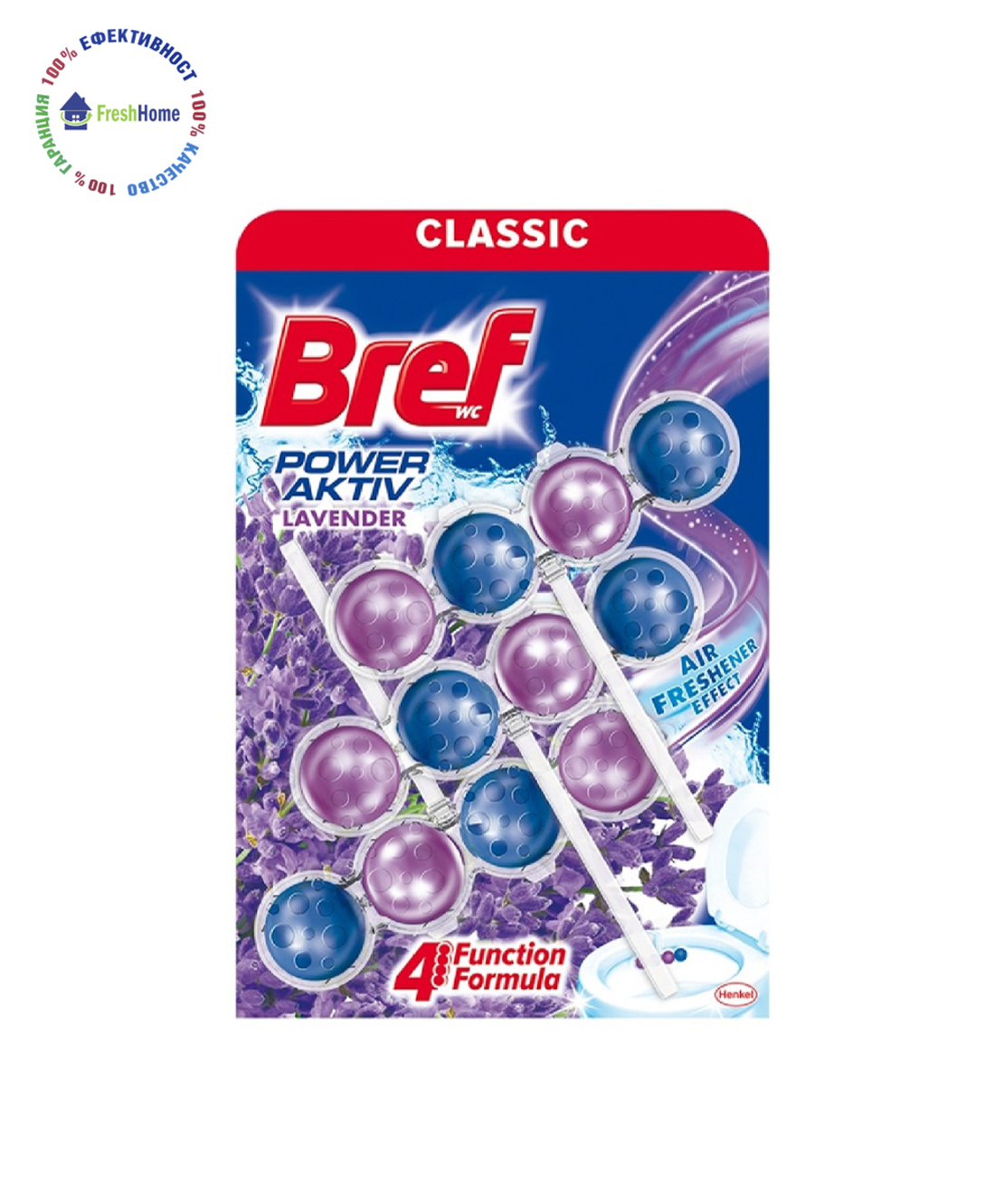 Bref Power Active Лавандула 3 x 50 гр. Топчета за почистване и ароматизиране на тоалетна