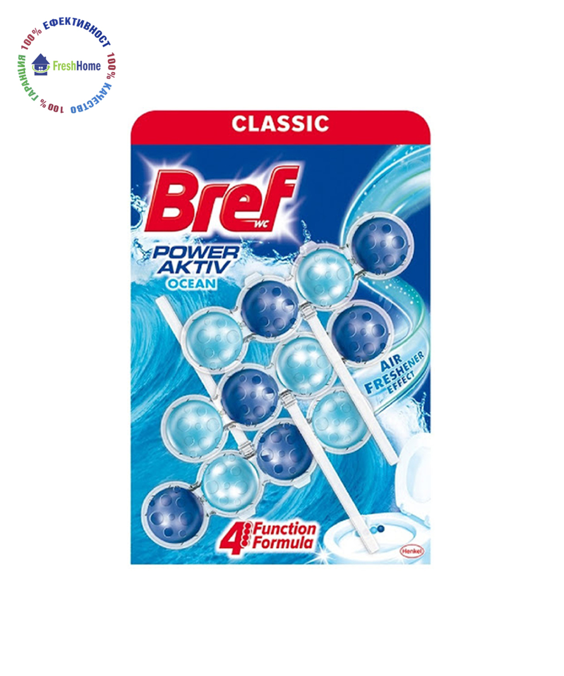 Bref Power Active Океан 3 x 50 гр. Топчета за почистване и ароматизиране на тоалетна