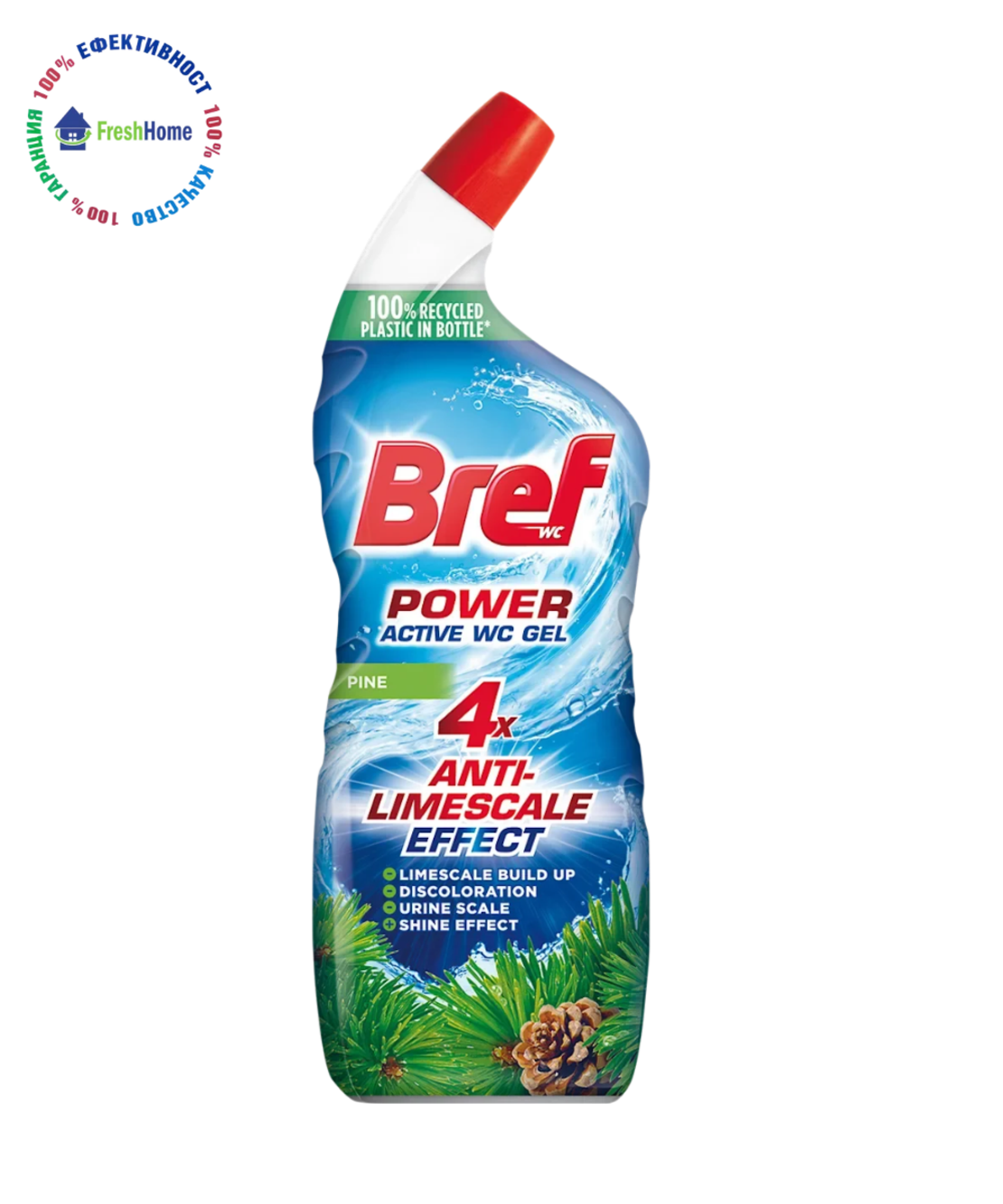 Bref Power Aktiv WC Gel Pine – почистващ гел за тоалетна чиния 750 мл