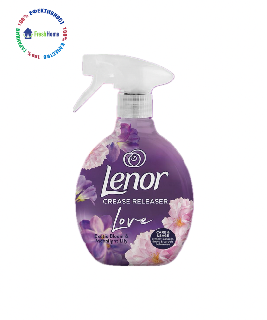 Lenor CREASE RELEASER Love Exotic Bloom & Moonlight Lily 500 ml. спрей изглаждащ тъканите