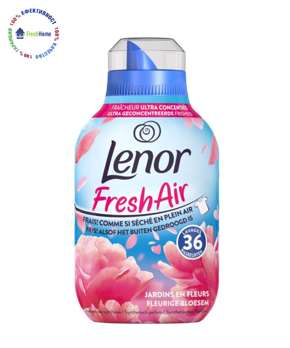 Lenor Fresh Air Pink Blossom Омекотител за тъкани 504 мл / 36 пранета