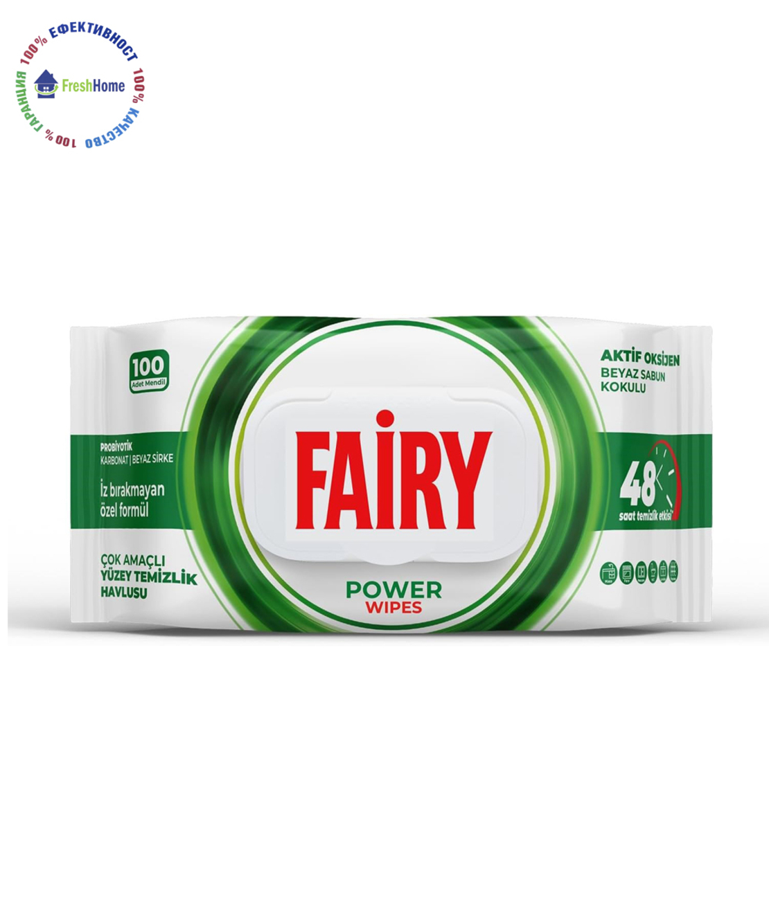 Fairy POWER WIPE универсални почистващи мокри кърпи за повърхности 100 бр.