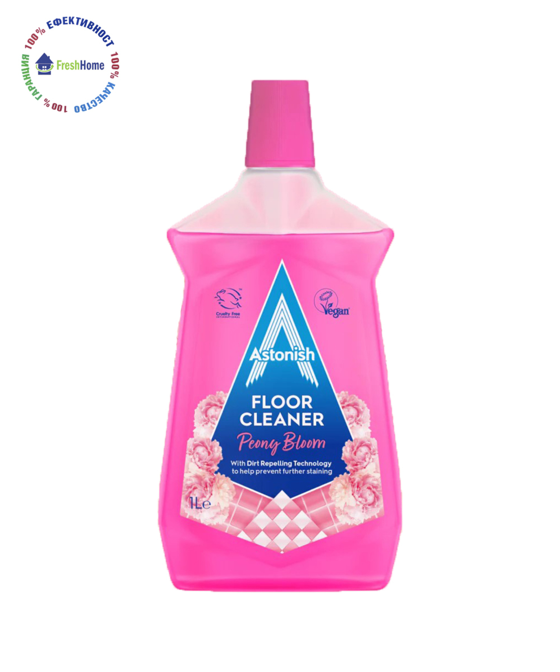 Astonish FLOOR CLEANER Peony Bloom универсален препарат за под с аромат на божур 1 л.
