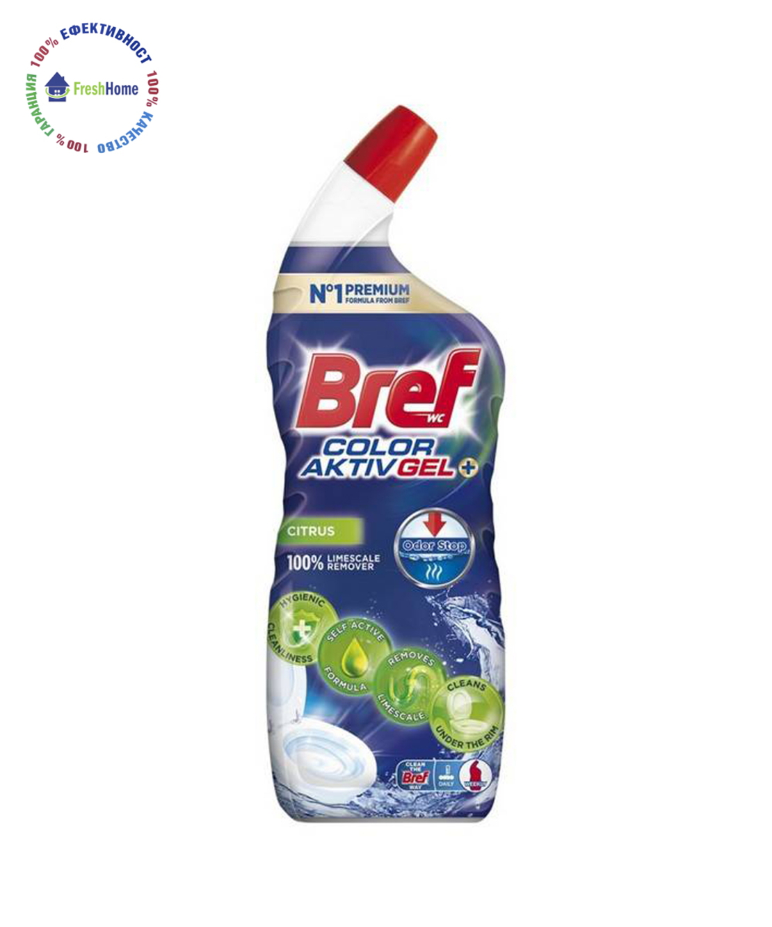 Bref Color Aktiv Gel Odor stop CITRUS 700 ml. почистващ гел за тоалетна чиния