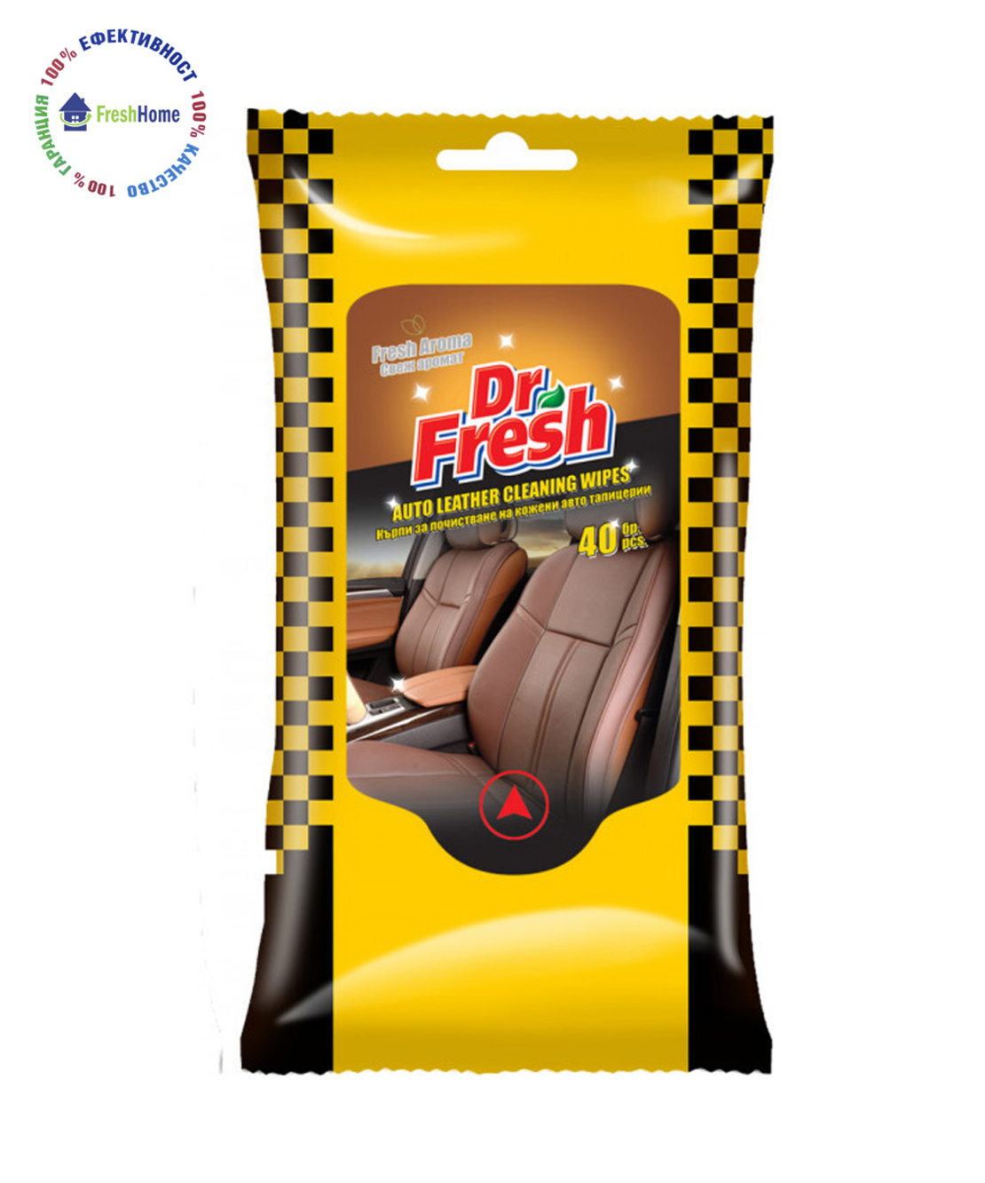 Dr. Fresh 40 бр. влажни кърпи за почистване на кожени авто тапицерии