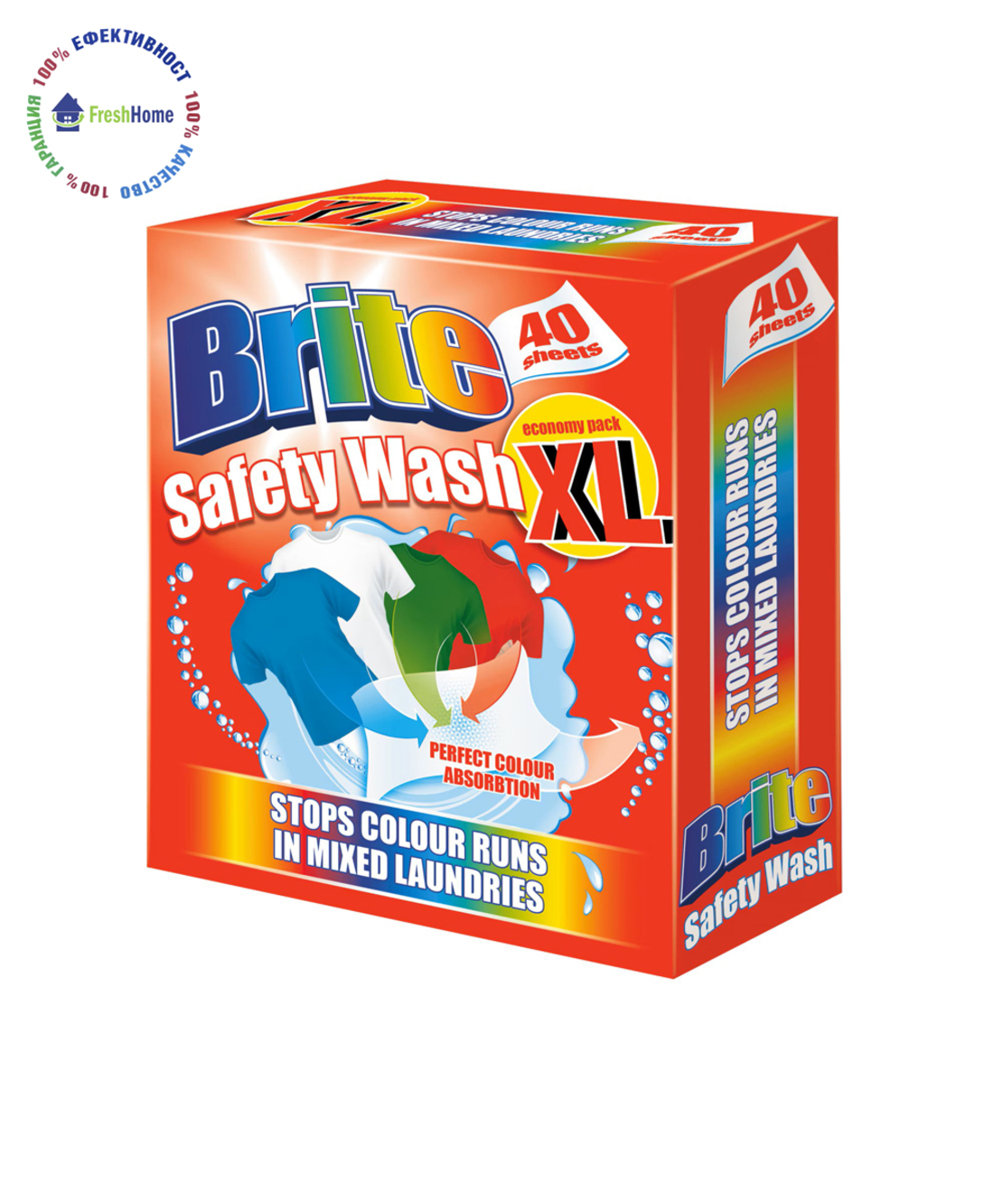 Brite Safety Wash XL 40 sheets цветоулавящи кърпички